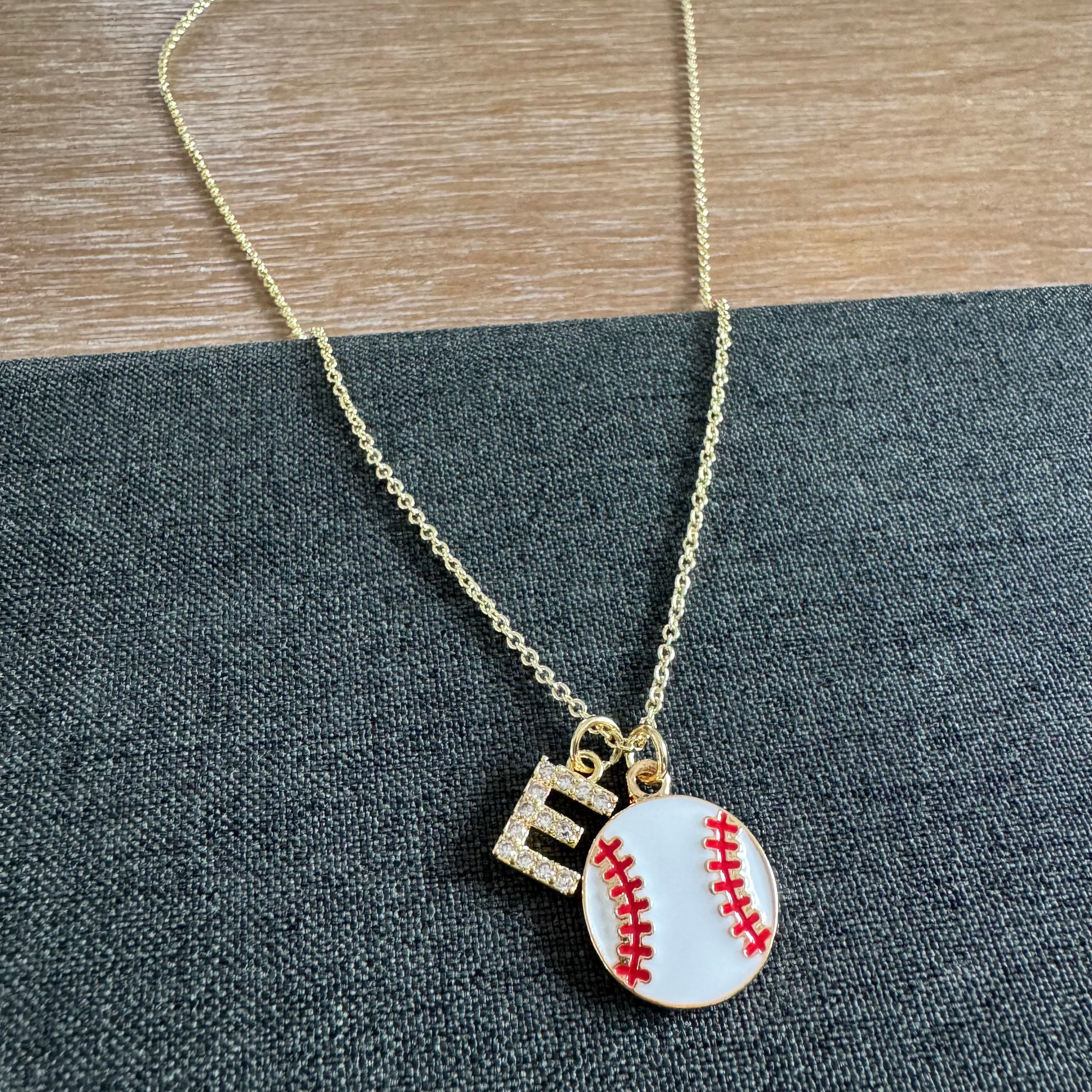 Baseball Initial Necklace