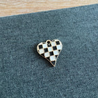 Checkered Point Heart Charm