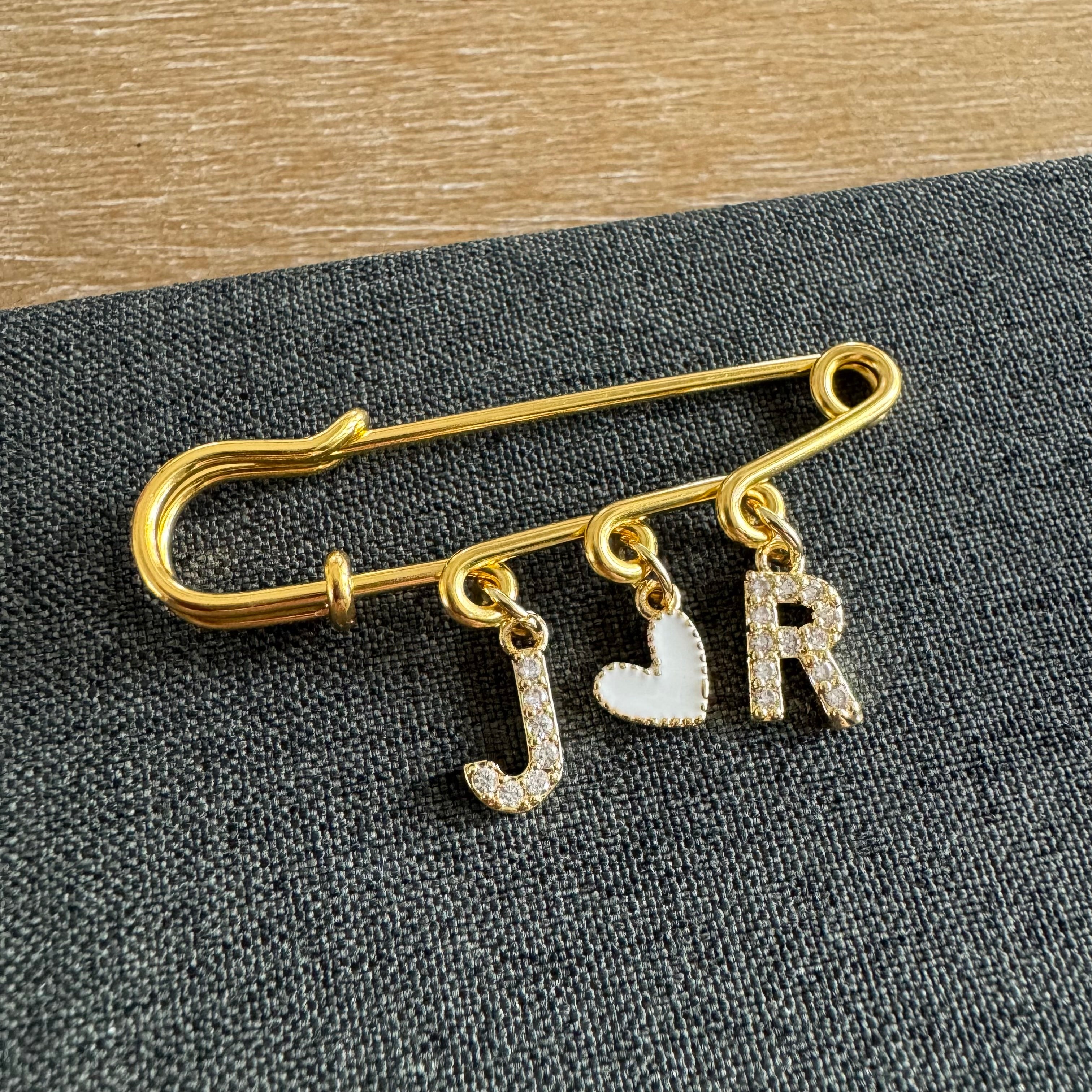 Initial Love Brooch Pin