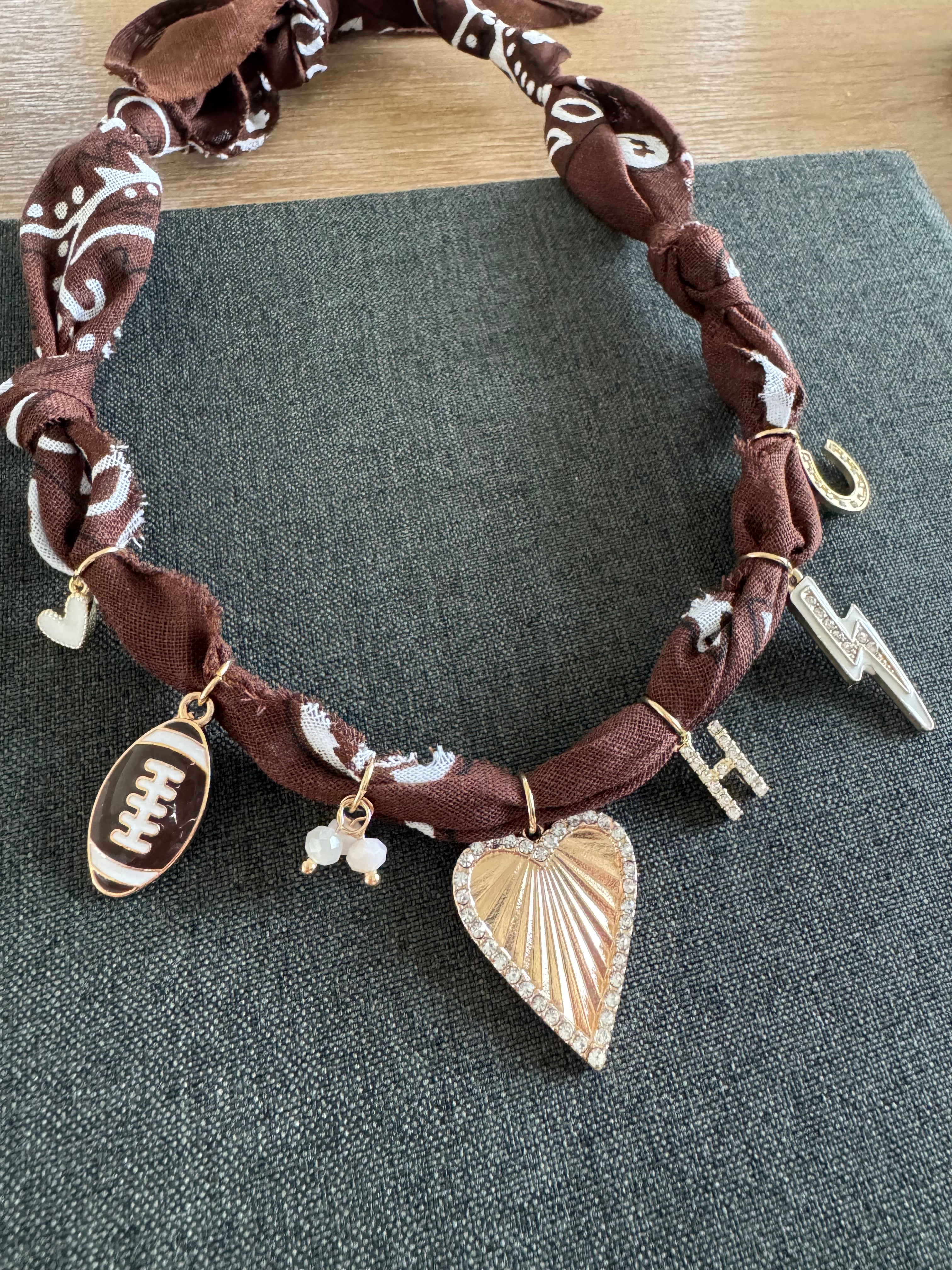 Football Bandana Necklace Brown