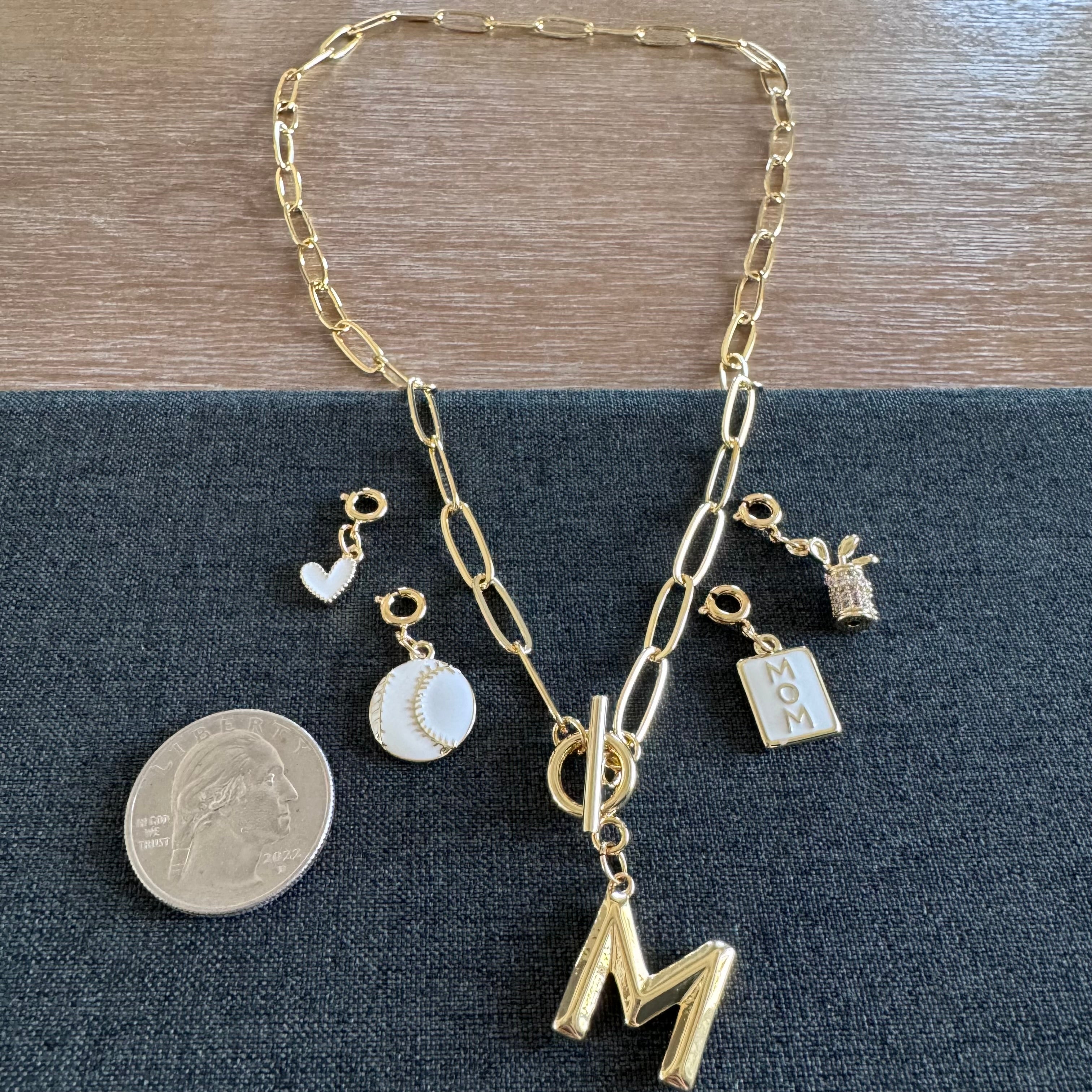 Baseball and Golf Mom Initial Necklace