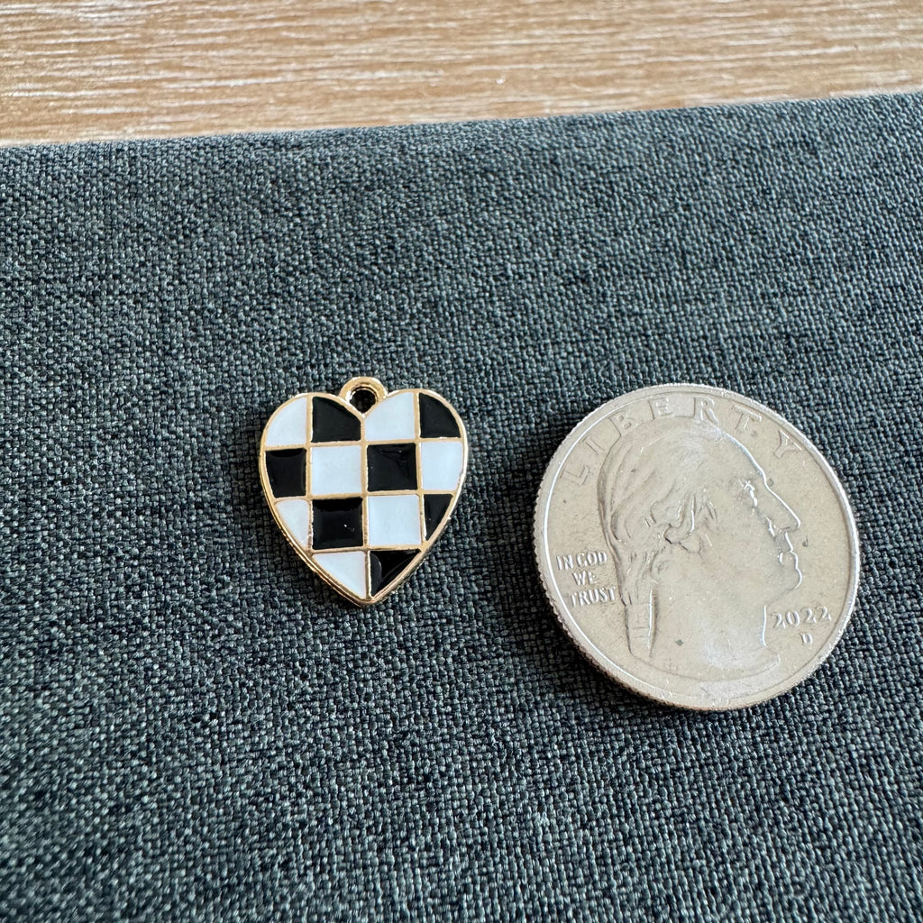 Checkered Heart Charm