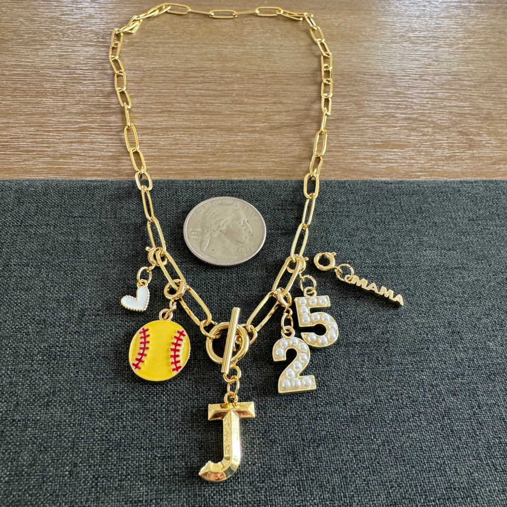 Softball Mama Number Necklace
