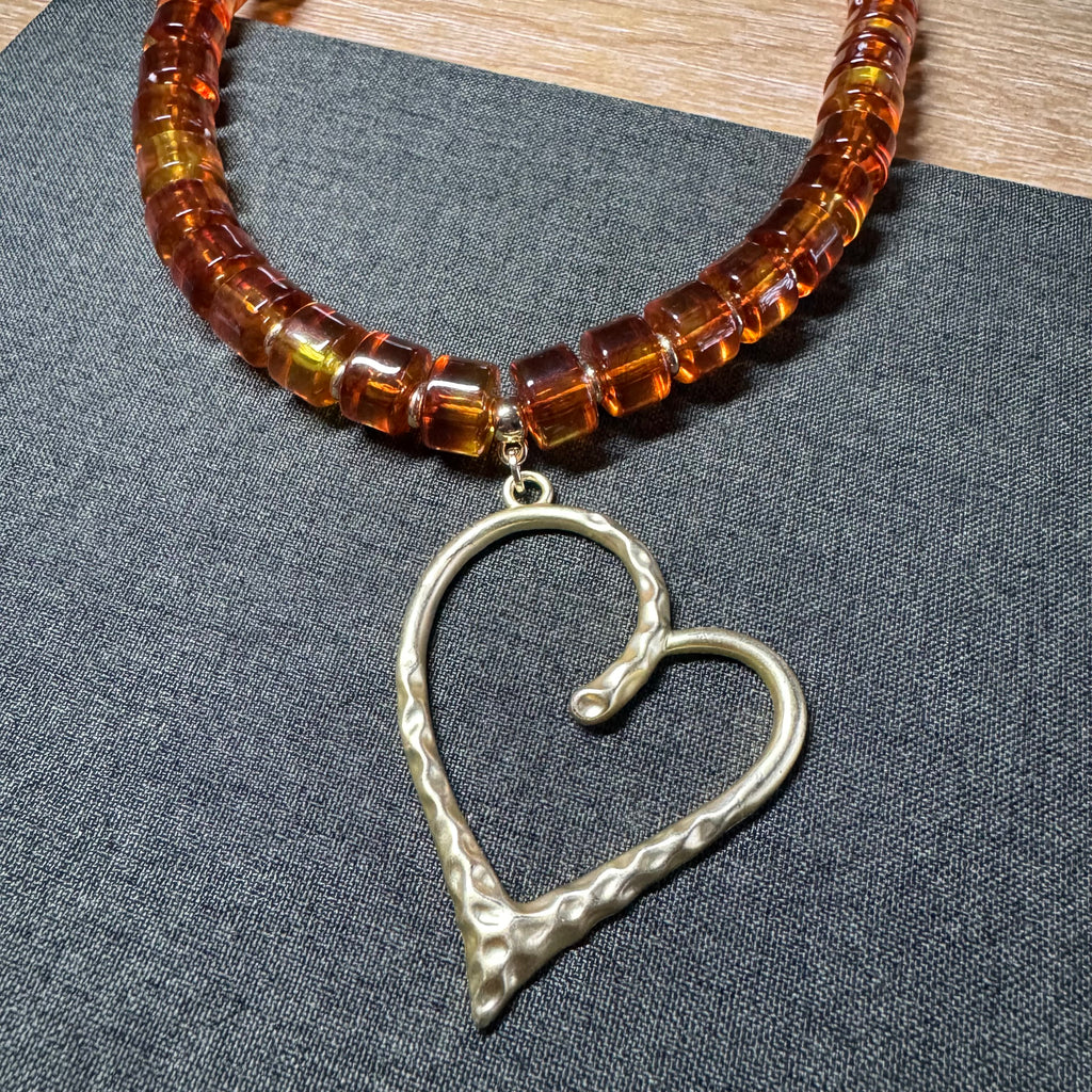 Harrison Heart Necklace brown
