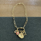 Garrett Carabiner Initial Baseball Mom Number Charm Necklace