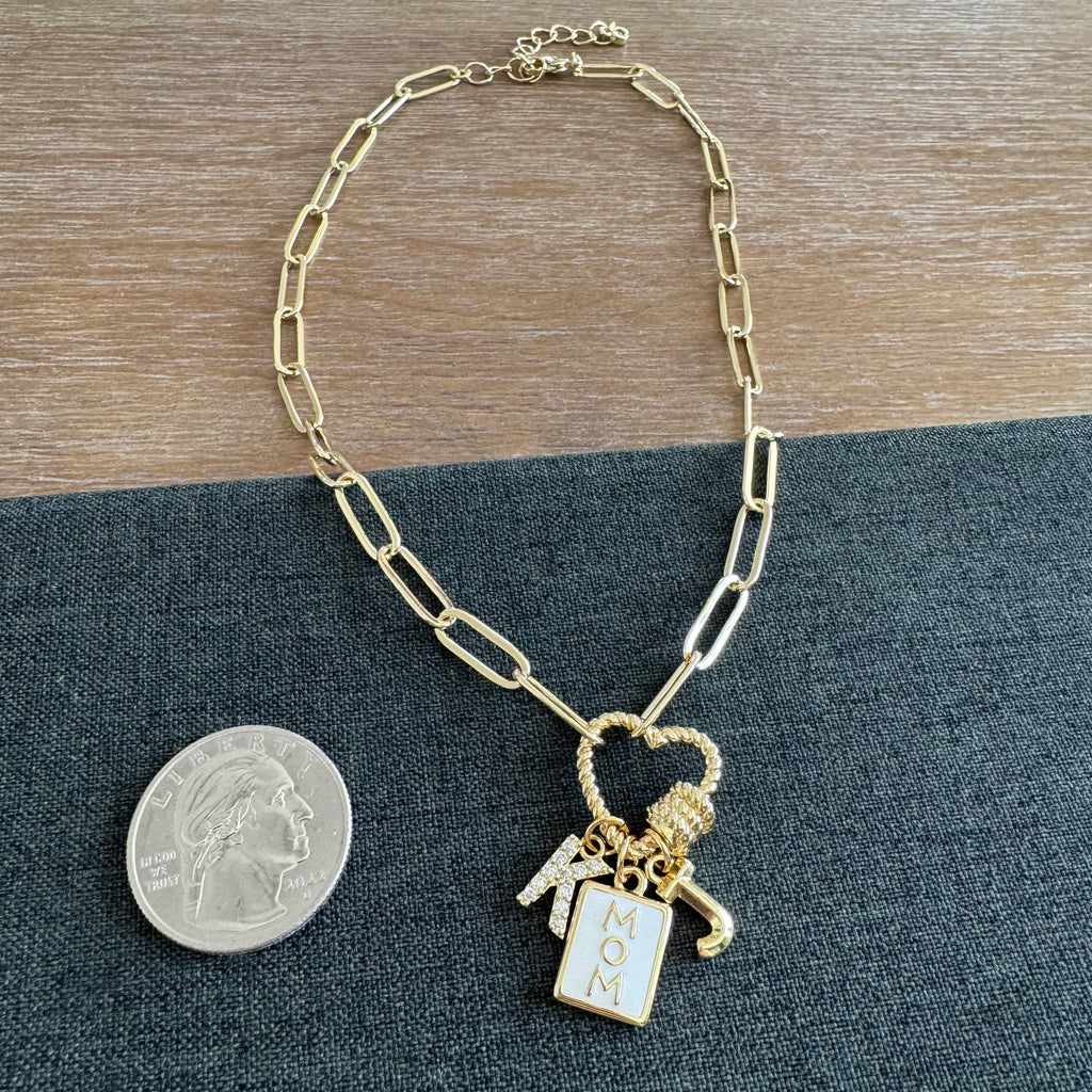 Tatum Mom Heart Carabiner Necklace