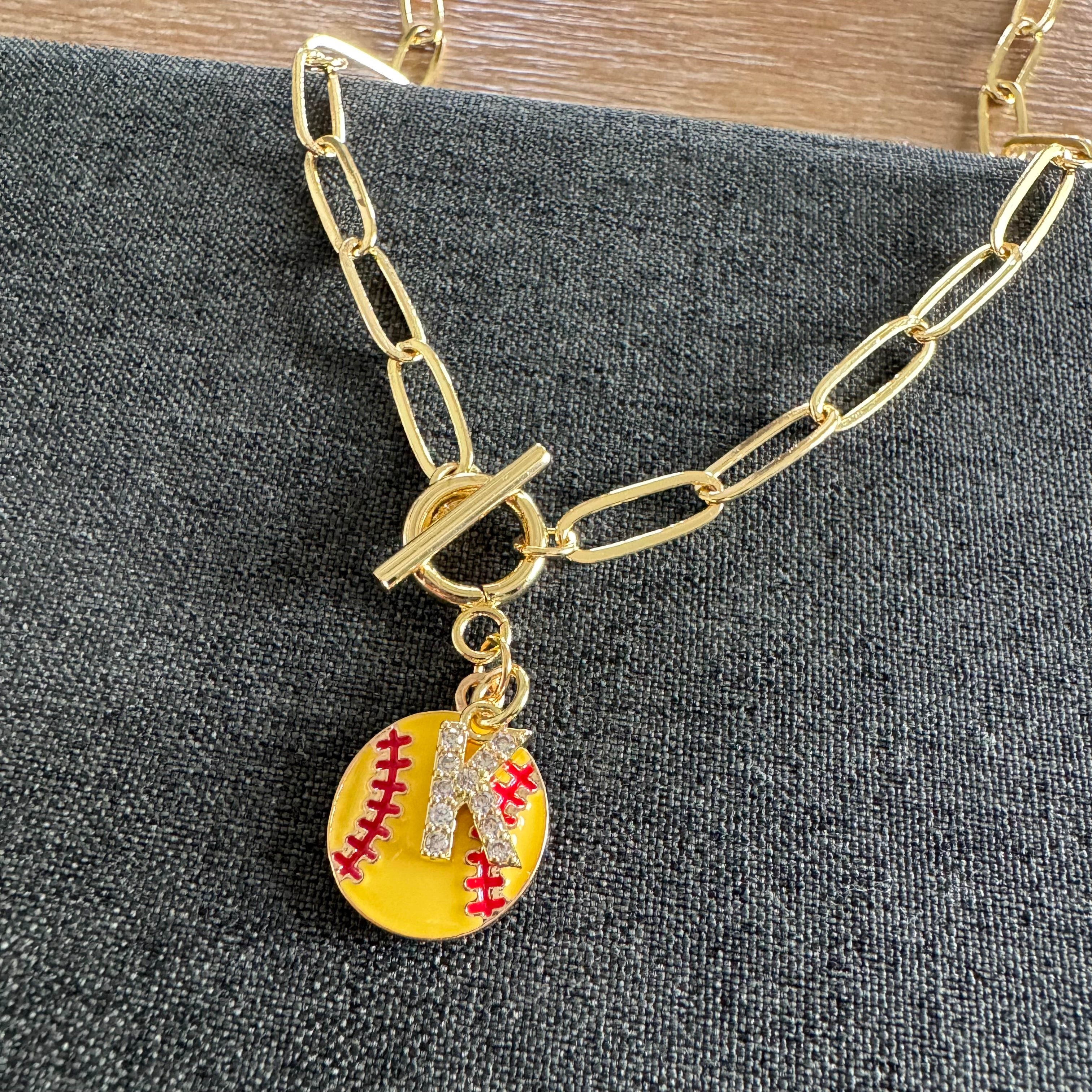 Softball Initial Necklace