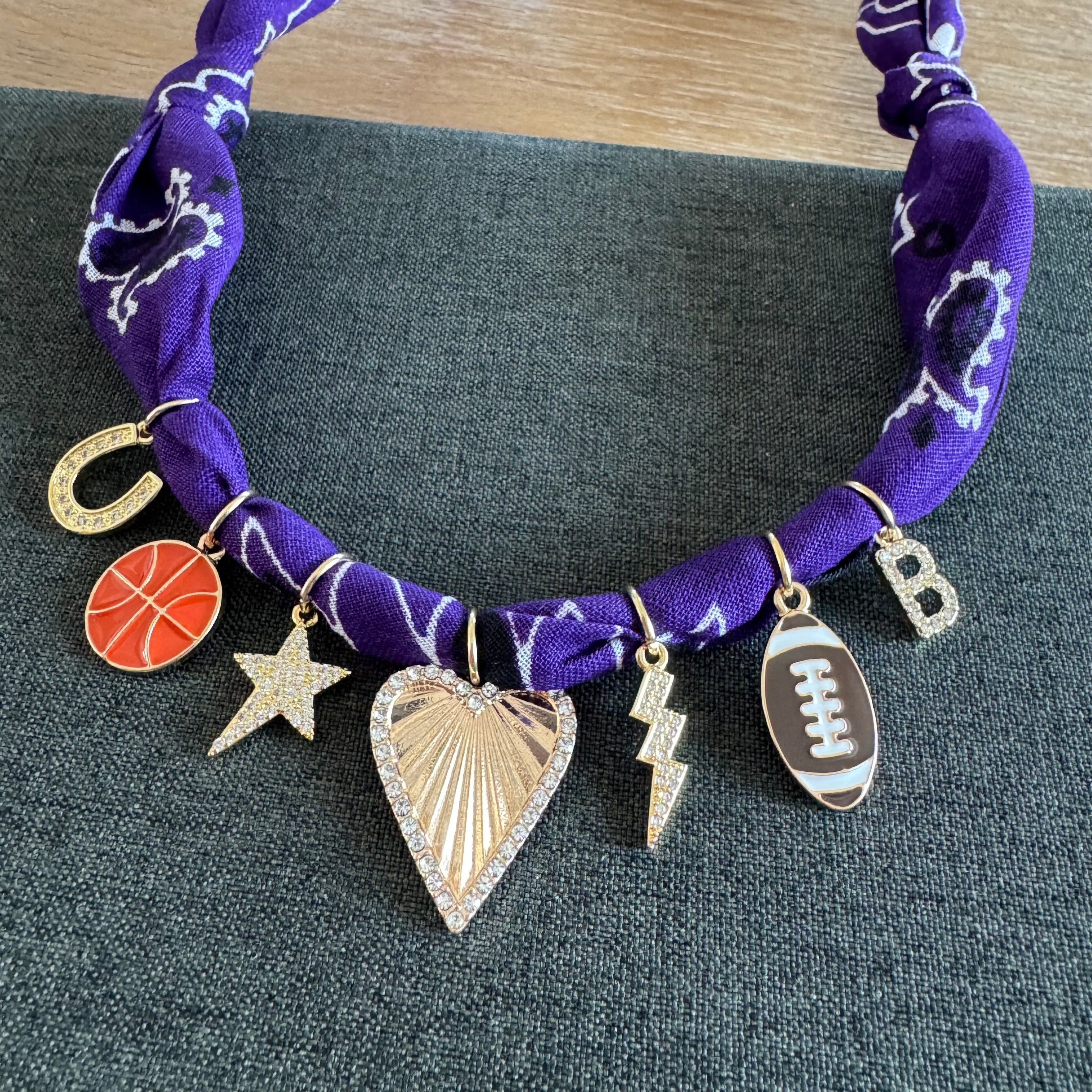 Football Basketball Bandana Necklace Purple