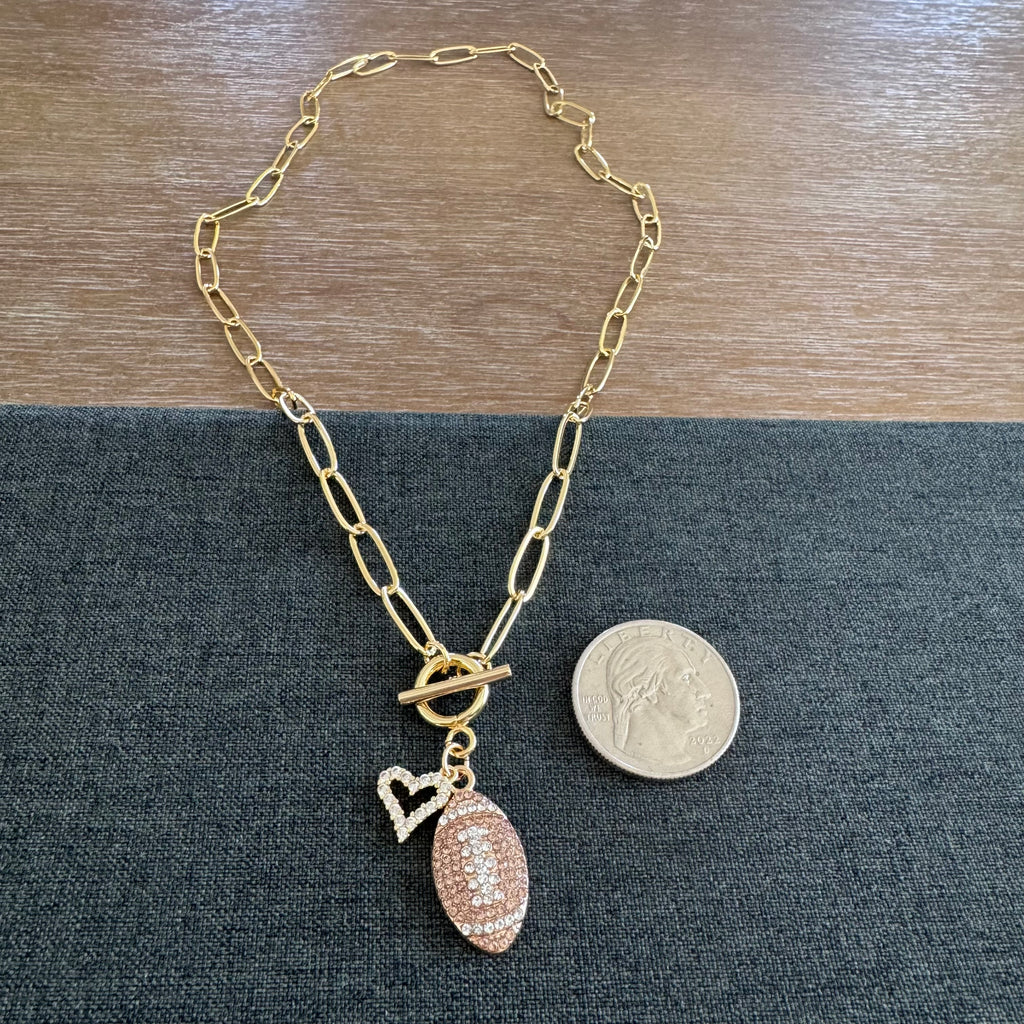 Football Layered Heart Necklace