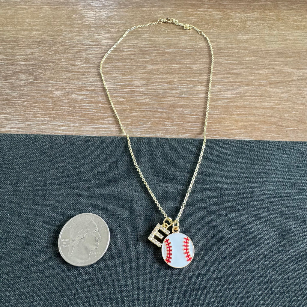 Baseball Initial Necklace