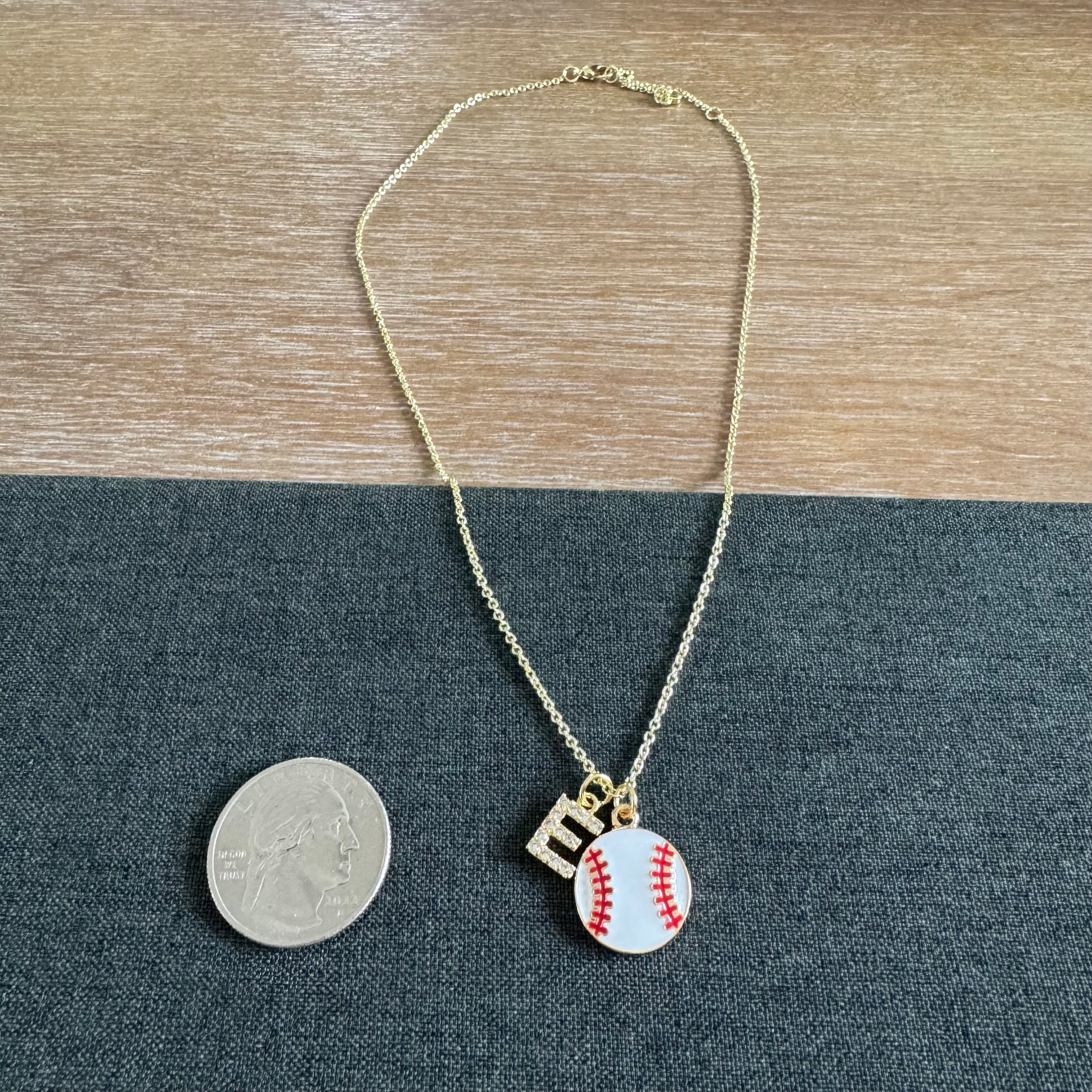 Baseball Initial Necklace