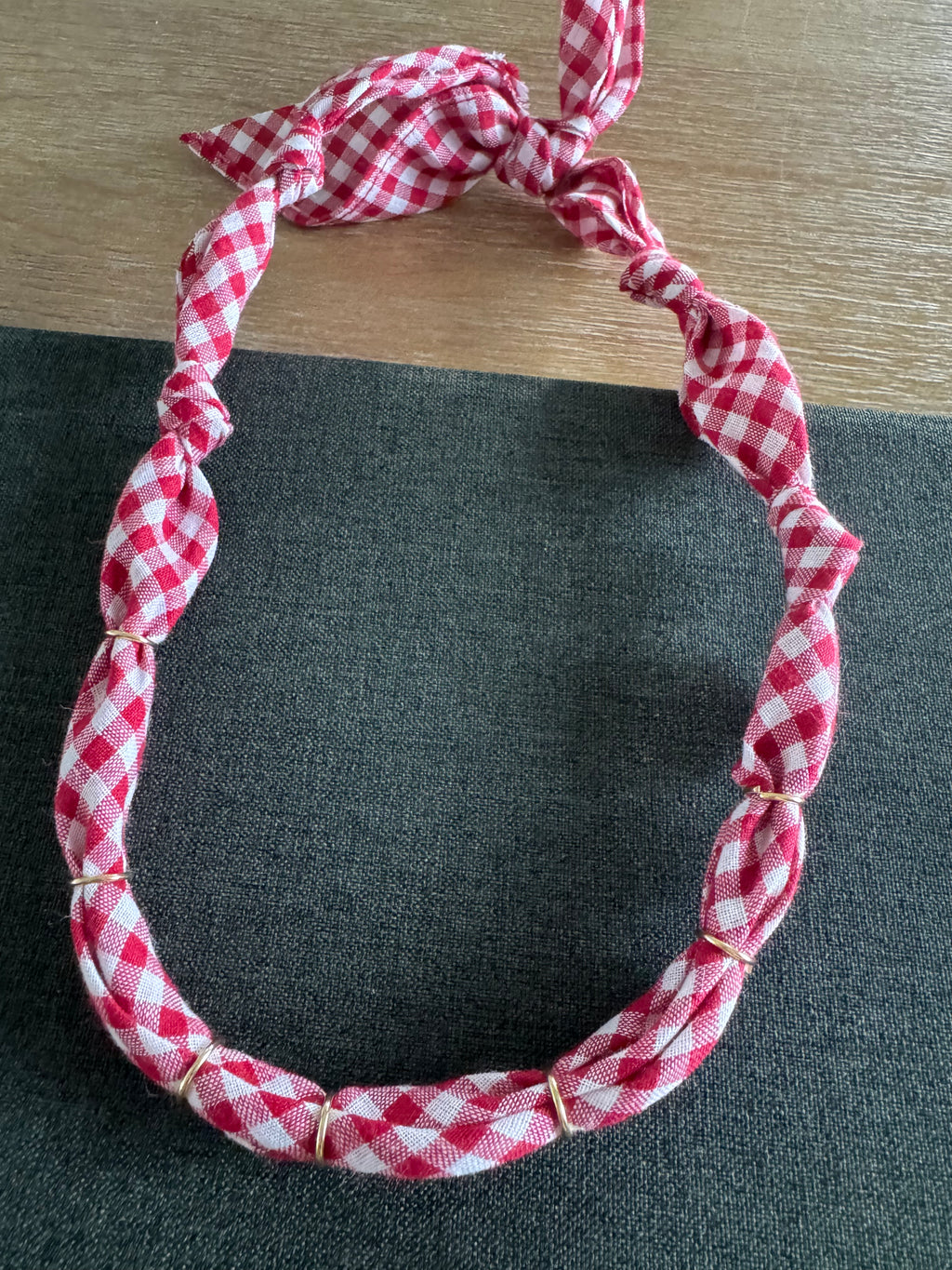 Premade Bandana Necklace Red Gingham