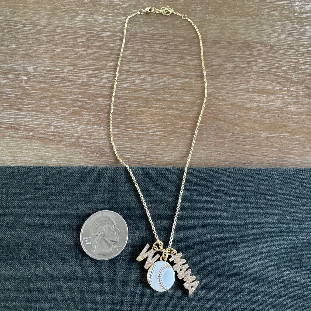 Hometown Baseball Initial Mama Necklace