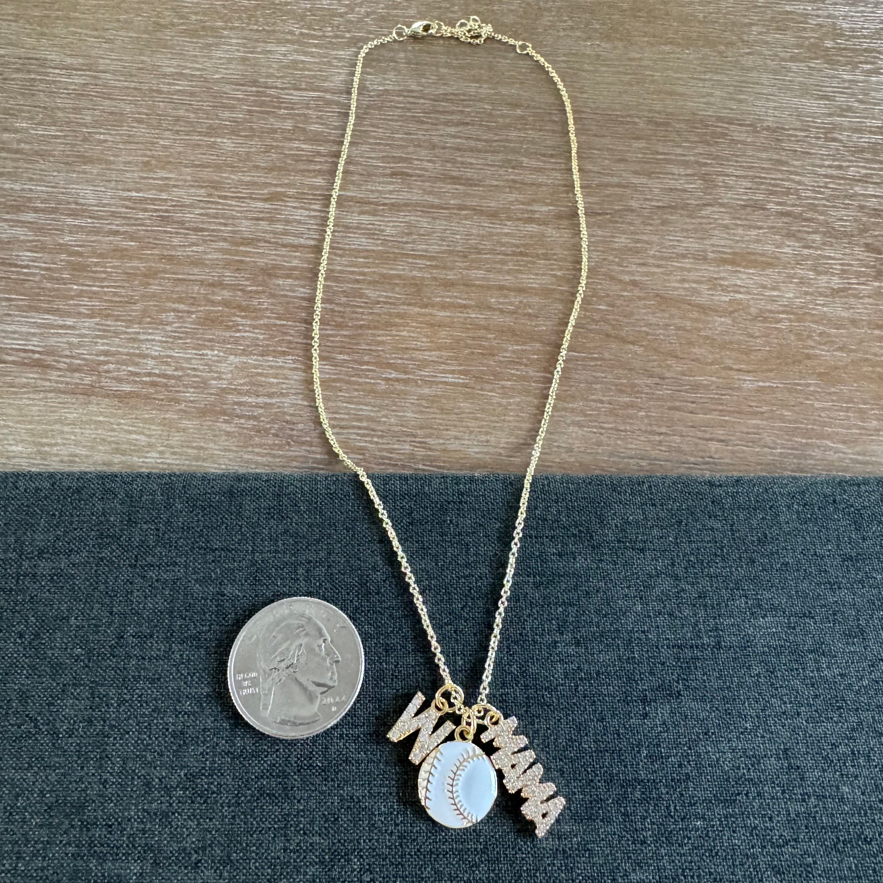 Hometown Baseball Initial Mama Necklace