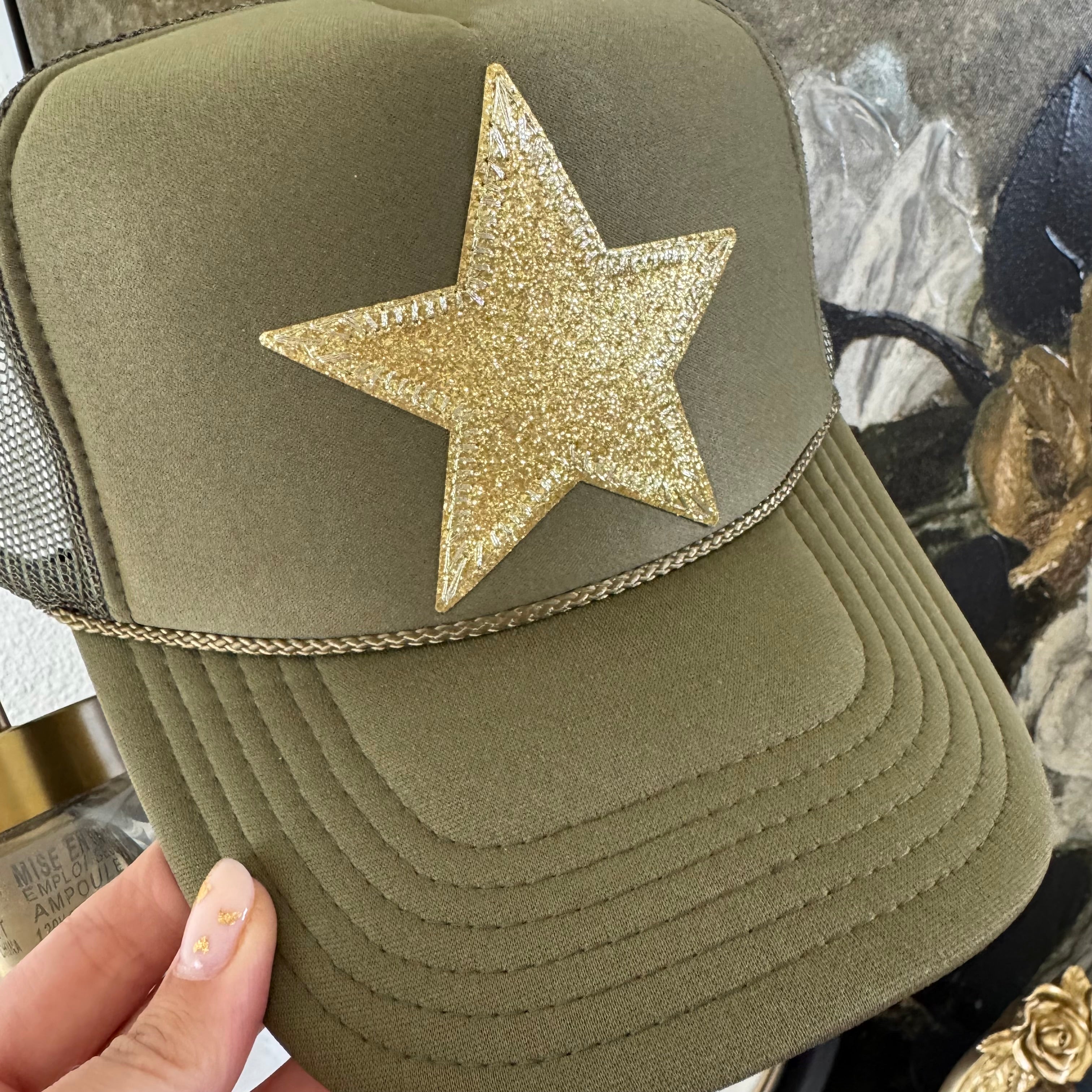 Gold Star Green Hat