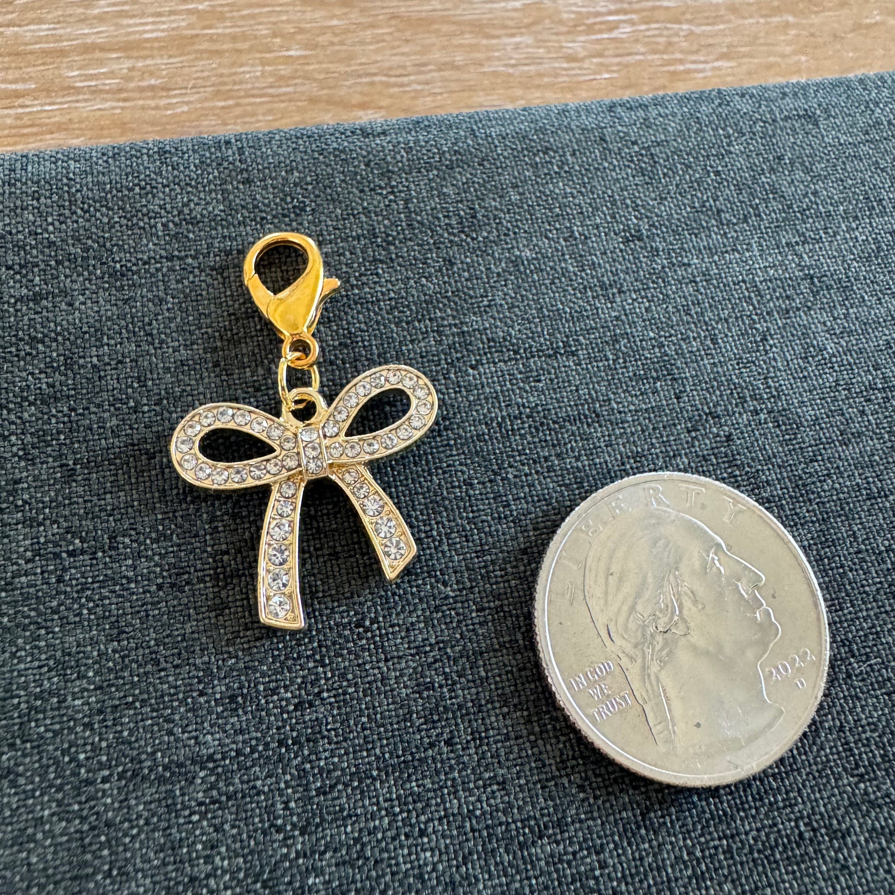 Rhinestone Bow Shoe Charm