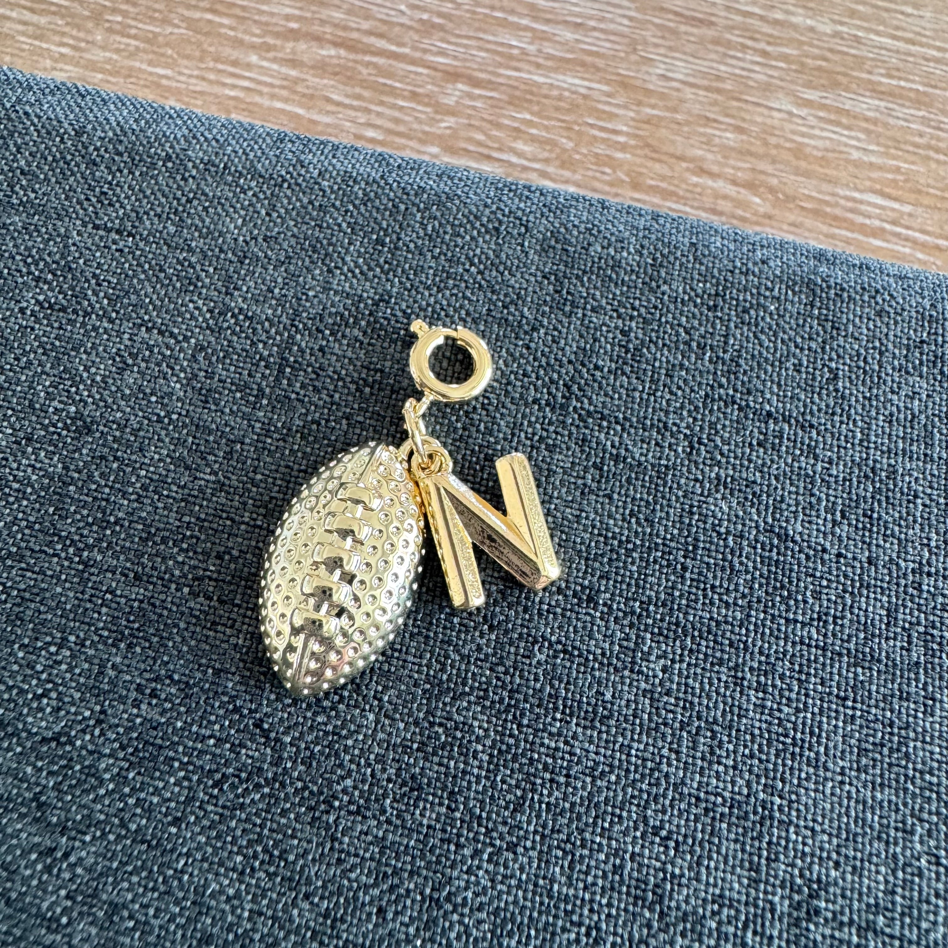 Football Charm with Initial on clasp
