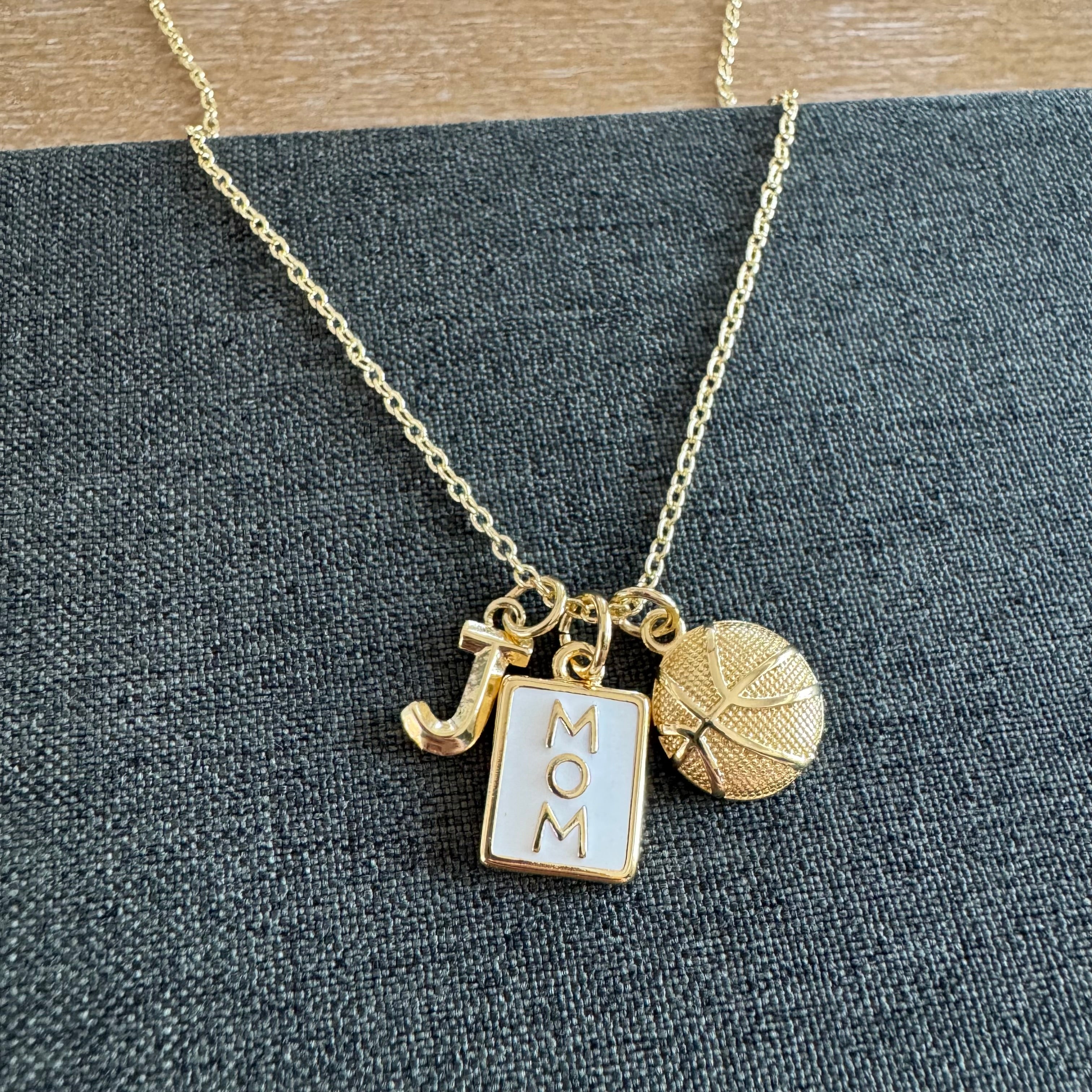 Casen Basketball Mom Necklace Gold