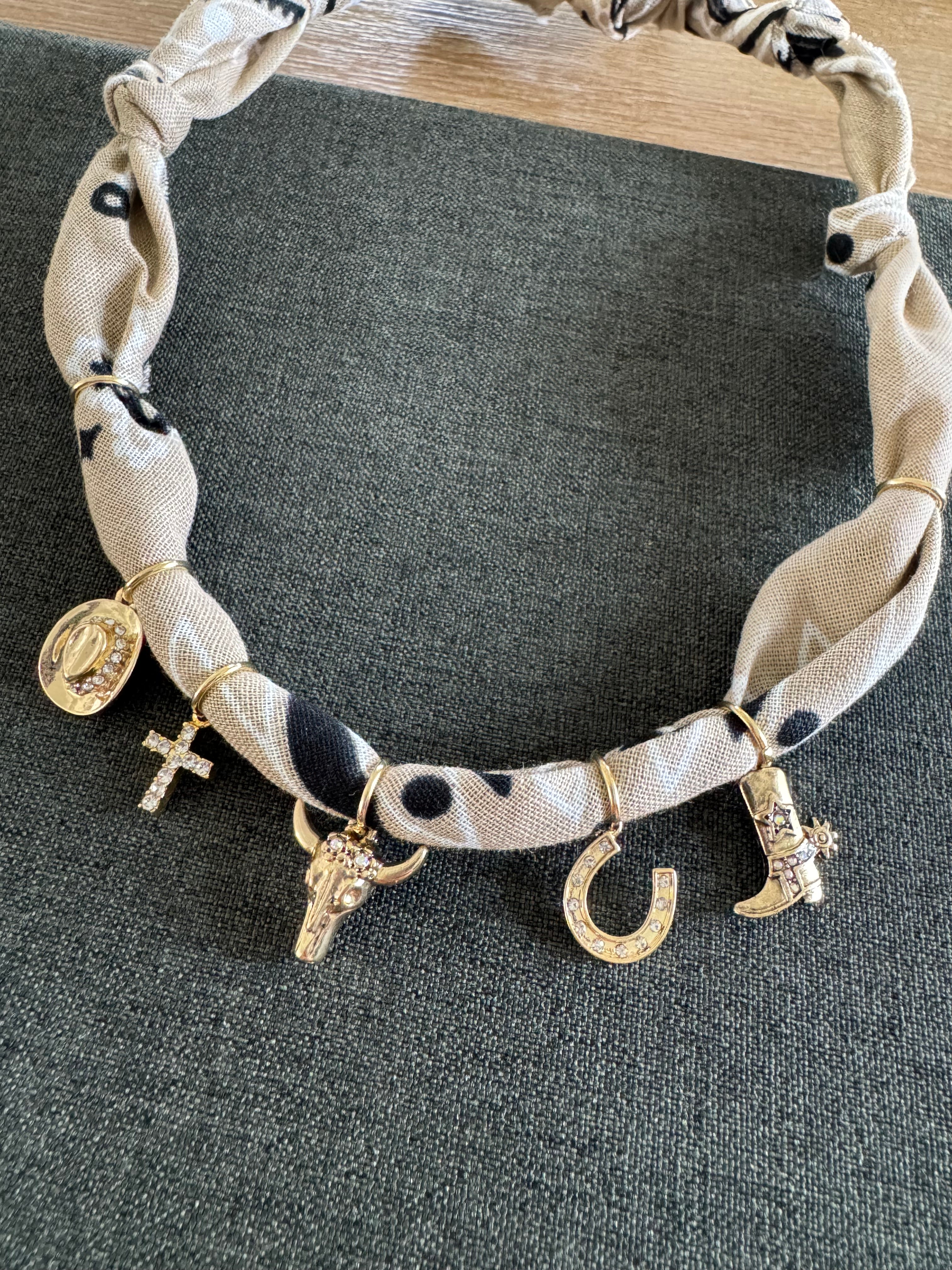 Rodeo Bandana Charm Necklace Oat