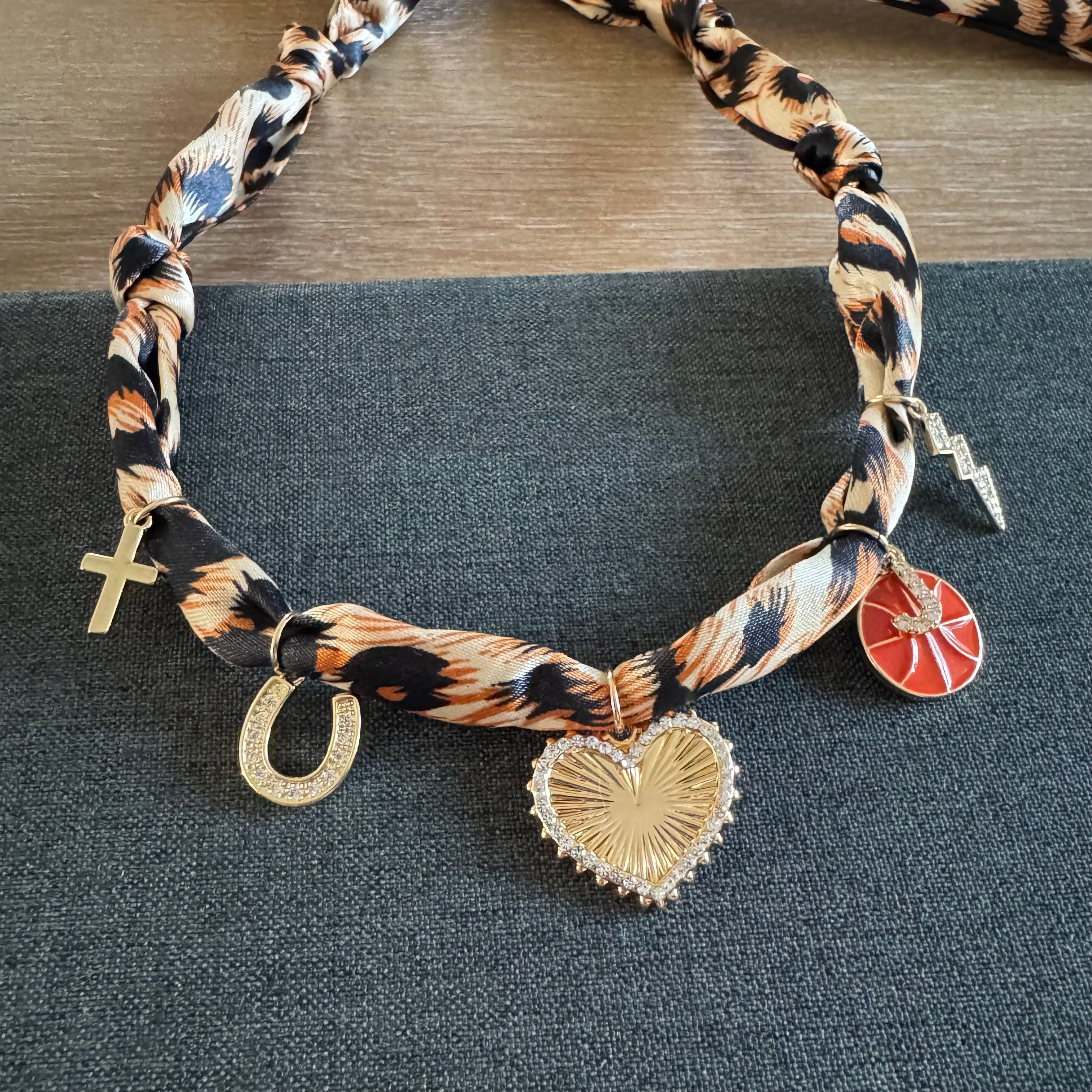 Basketball Initial Bandana Necklace Leopard