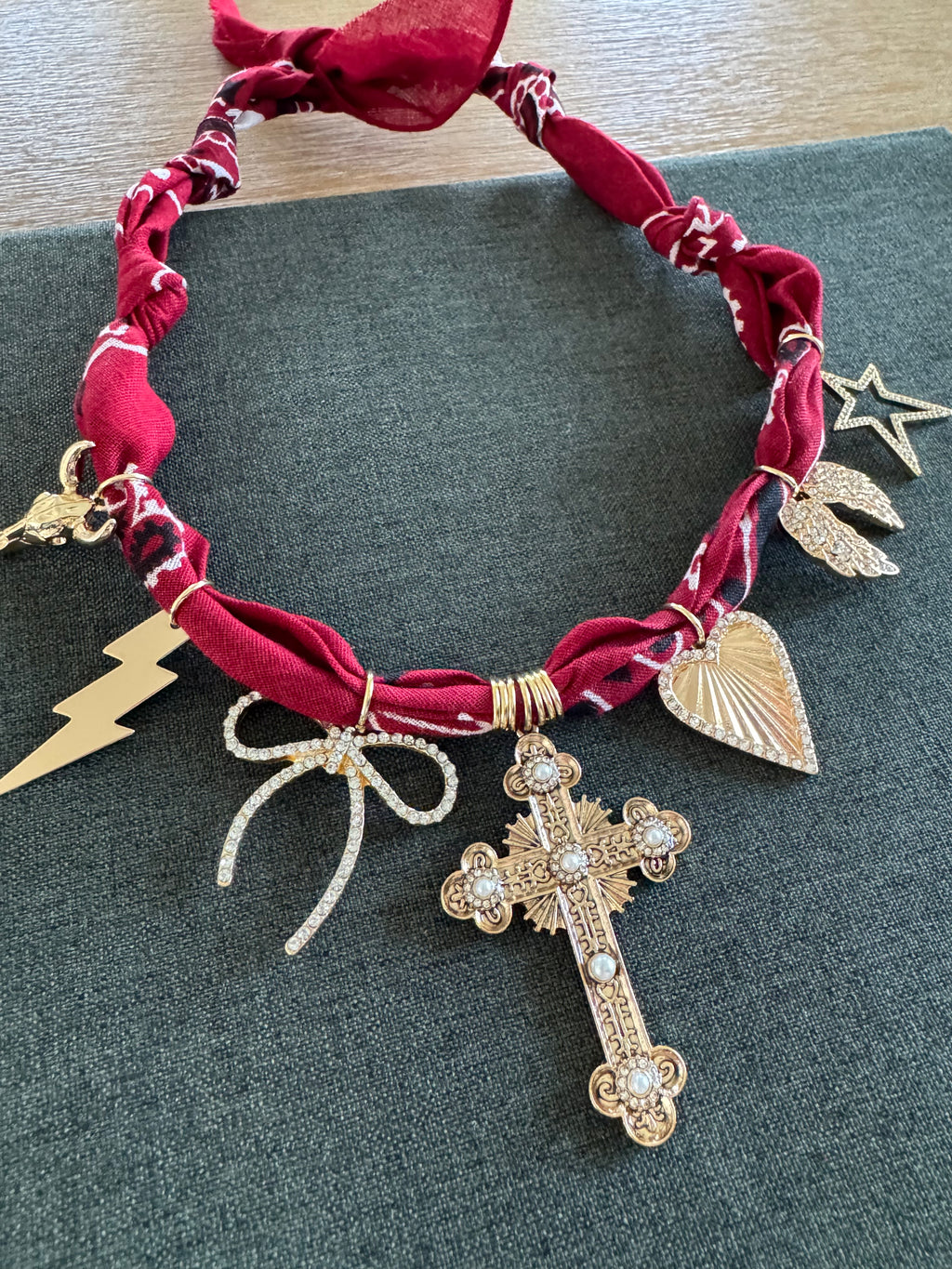 Cross Angel Bandana Charm Necklace