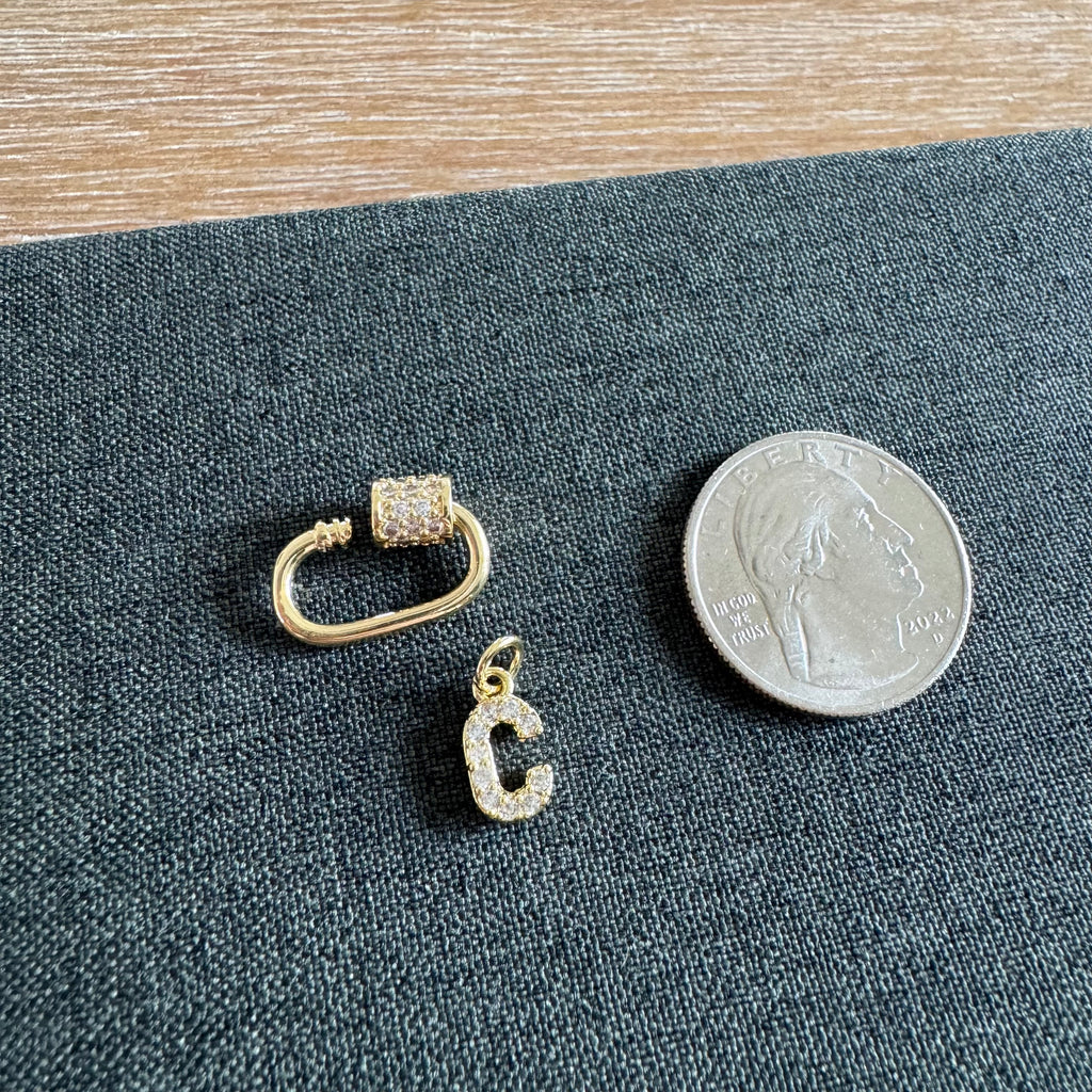 Custom Small Rhinestone Letter Carabiner