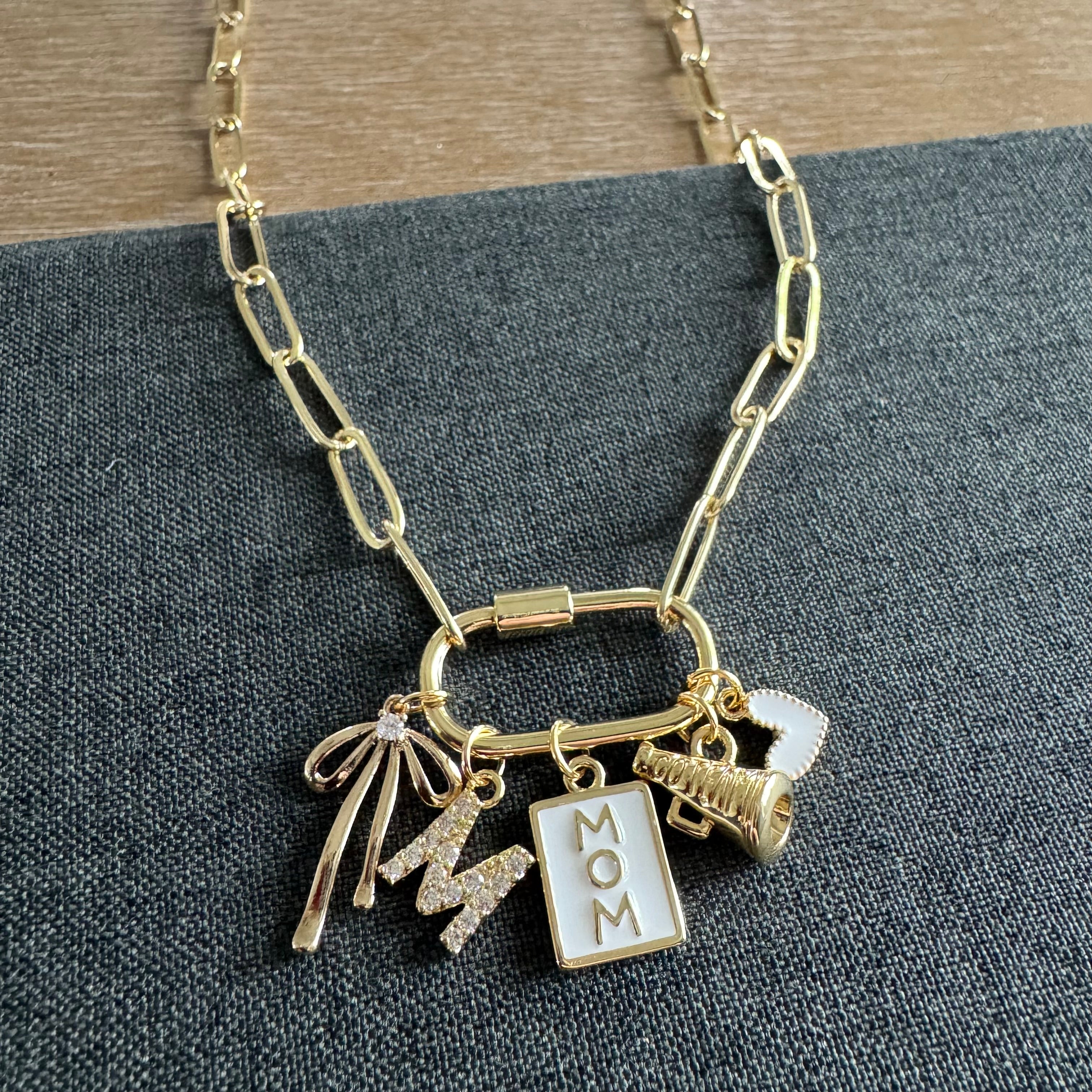 Madison Cheer Mom Carabiner Charm Necklace