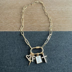 Franklin Carabiner Initial Mom Charm Necklace