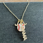 Baseball Two Initials Mama Necklace