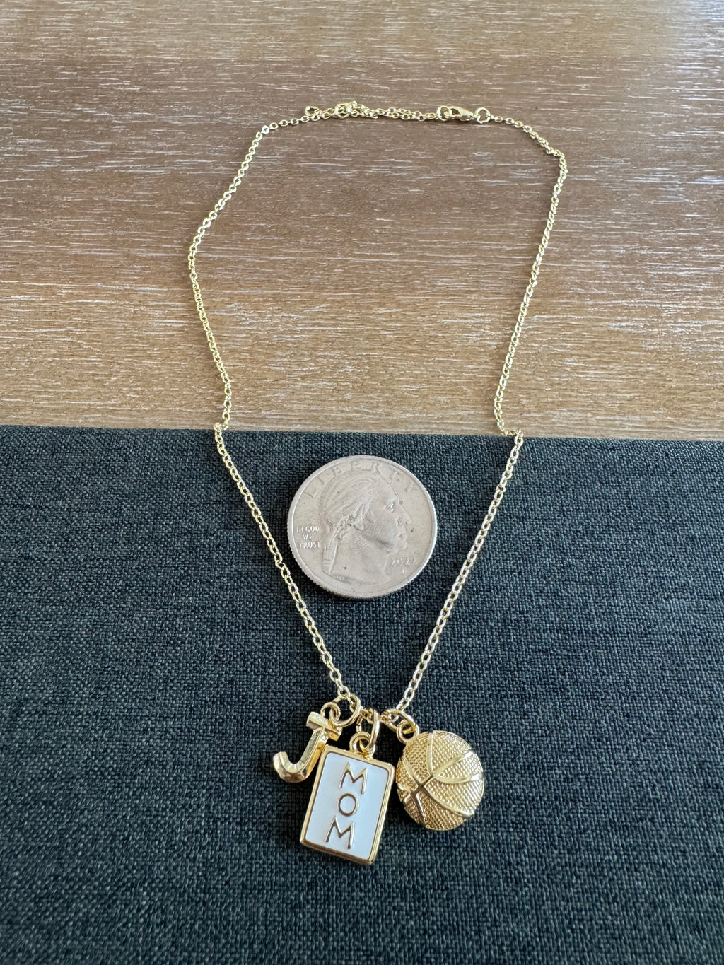 Casen Basketball Mom Necklace Gold