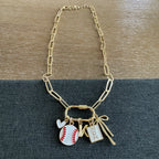 Knox Carabiner Initial Baseball Mom Charm Necklace