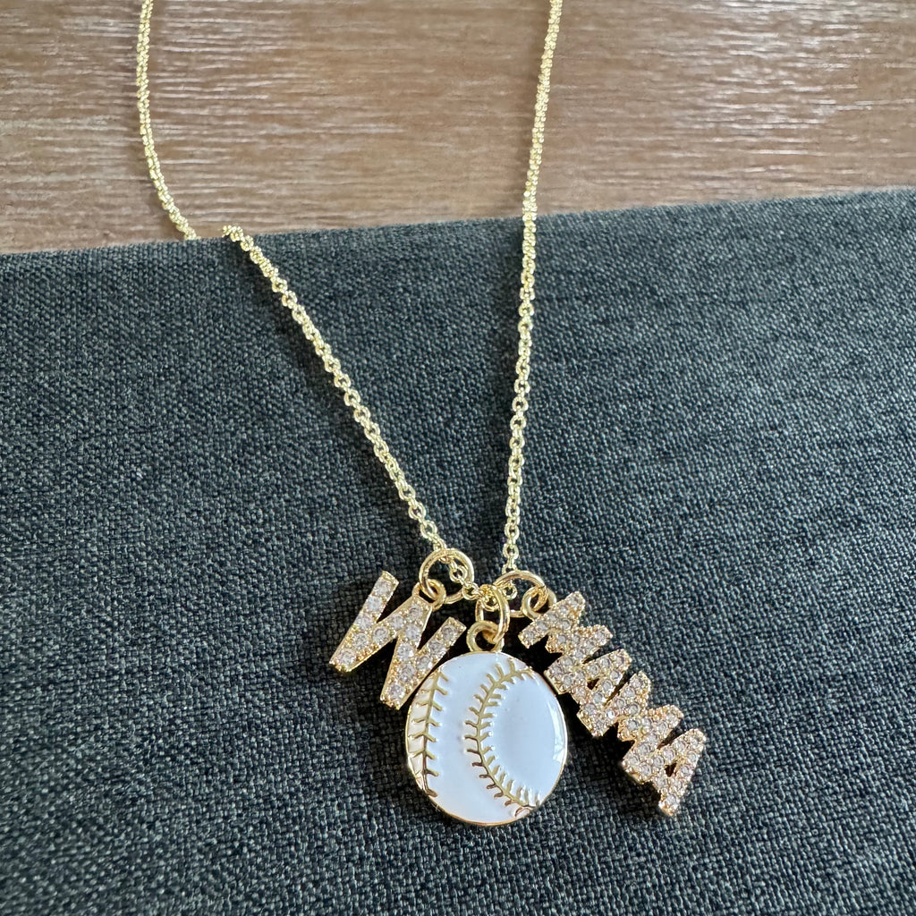 Hometown Baseball Initial Mama Necklace