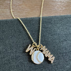Hometown Baseball Initial Mama Necklace