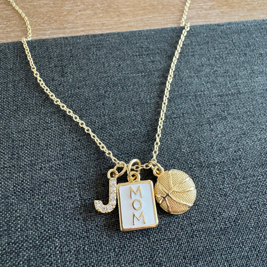 Casen Basketball Mom Necklace Stone Gold
