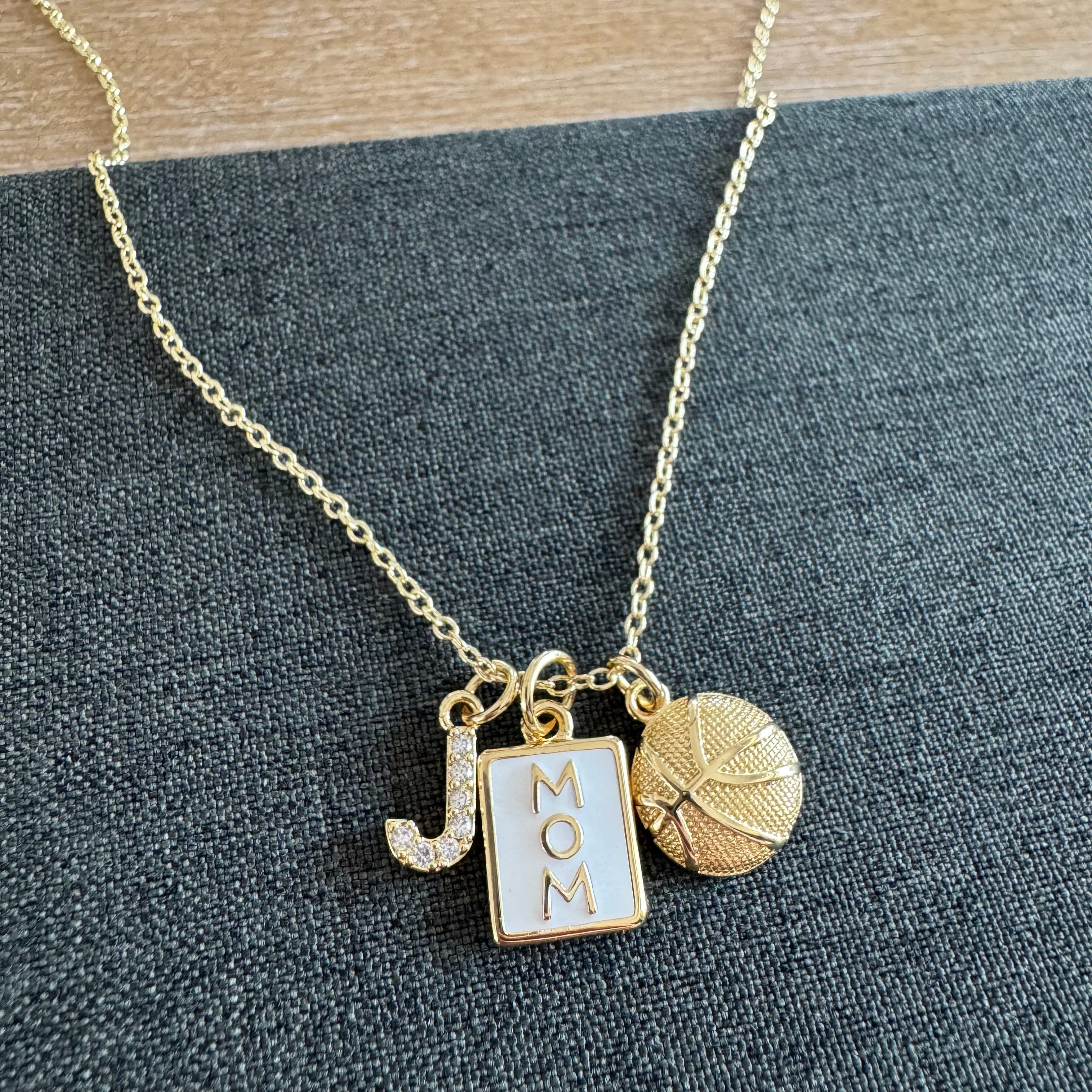 Casen Basketball Mom Necklace Stone Gold