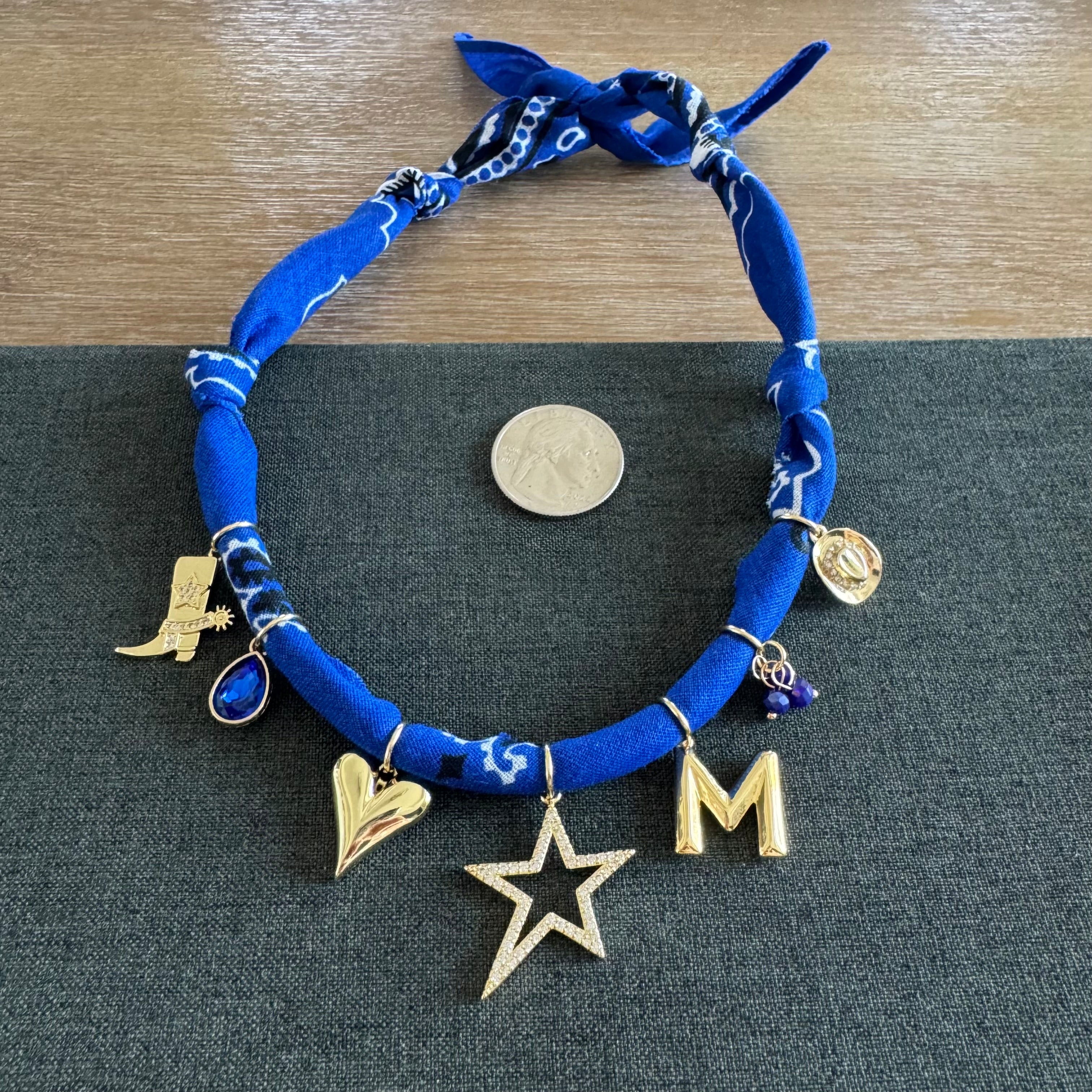 Runner Up Charm Bandana Necklace Blue