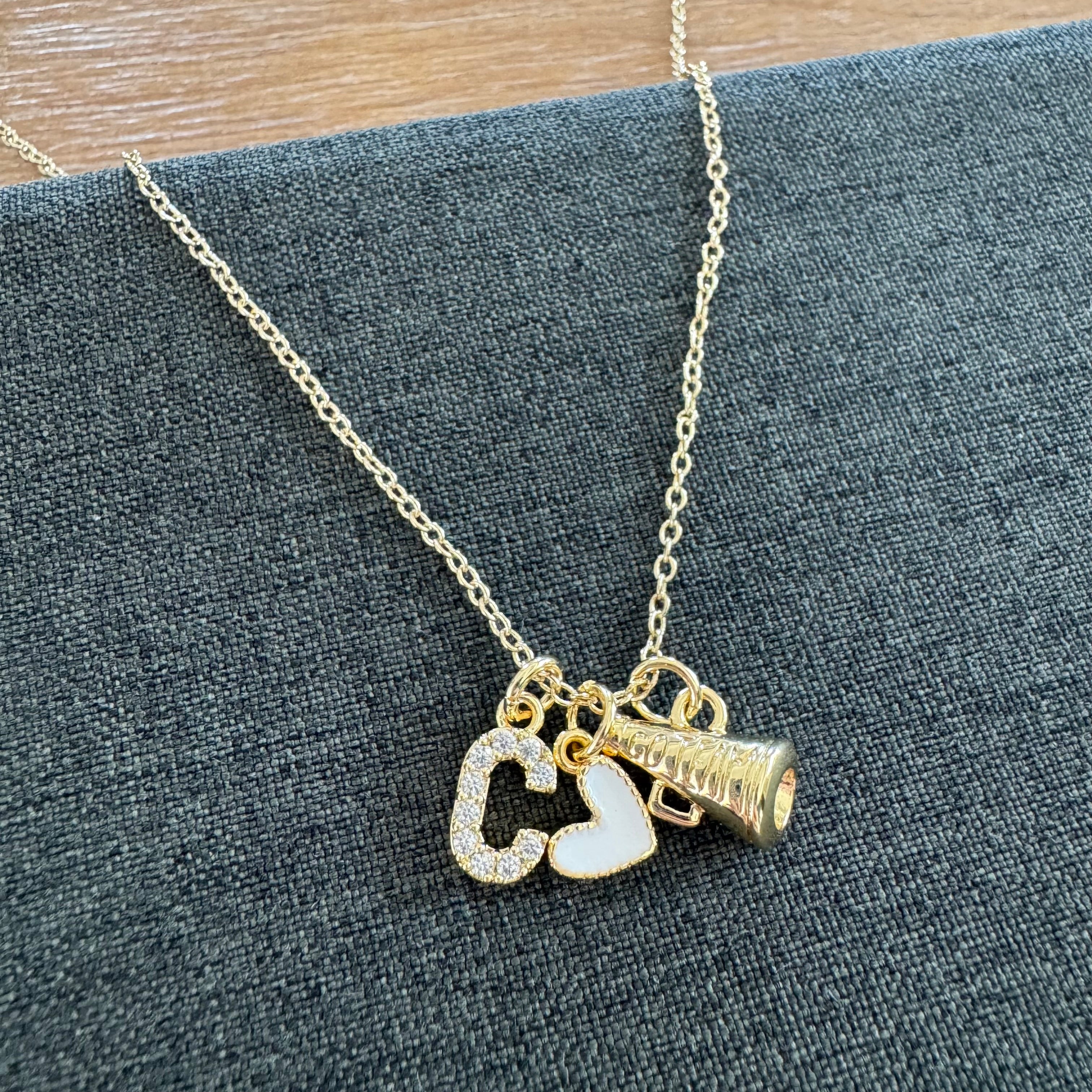 Cheer Heart Initial Necklace