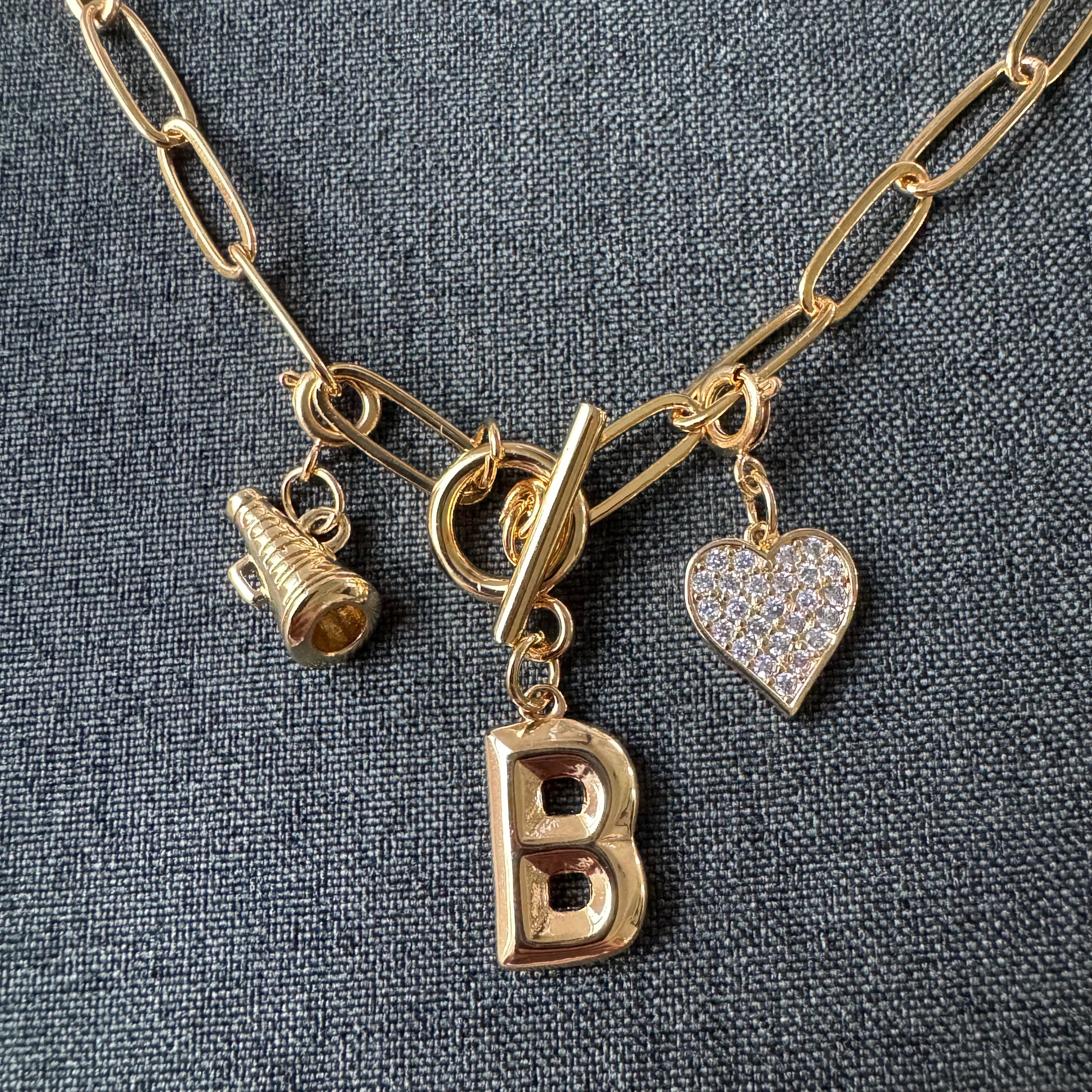 Cheer Charm Necklace Bling Heart