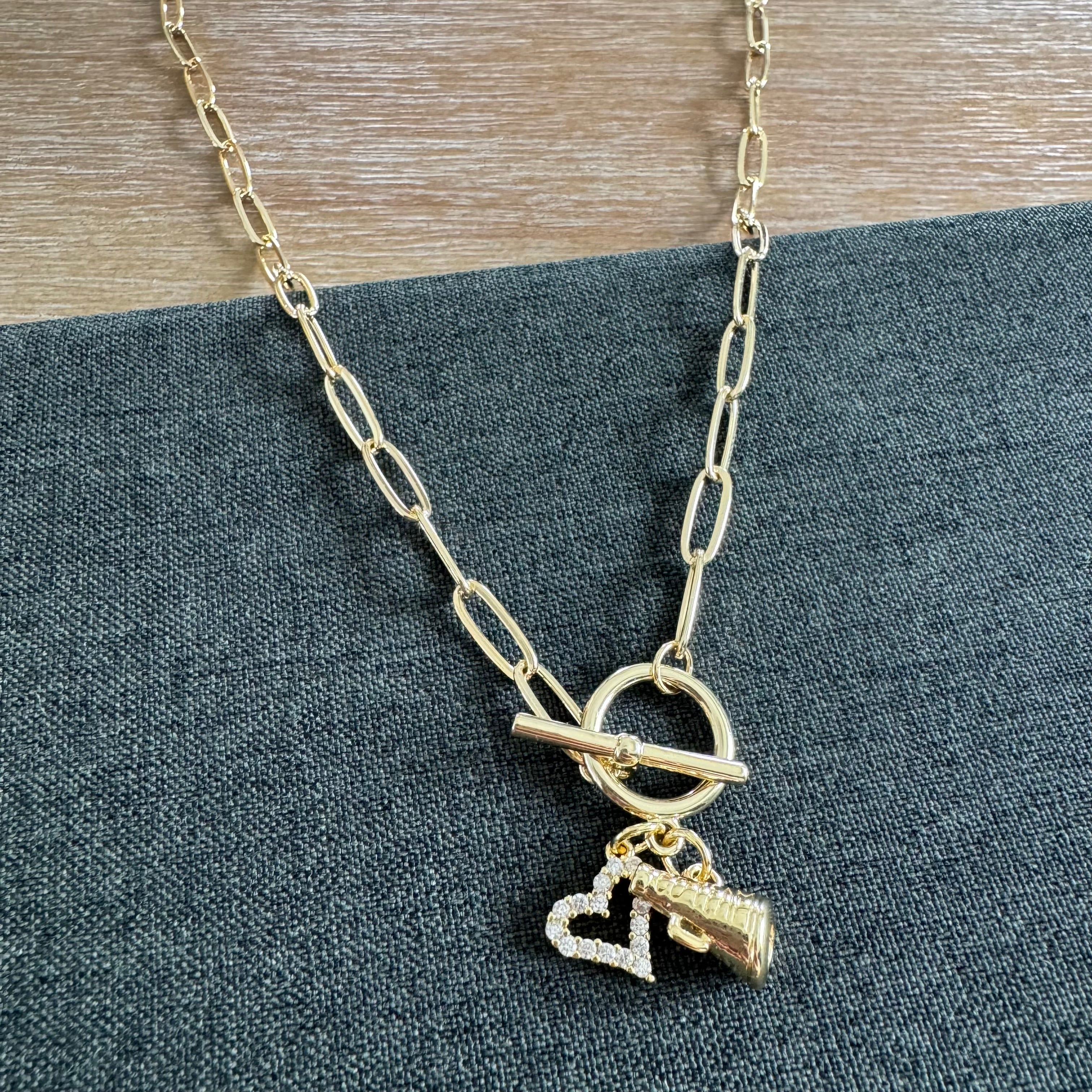 Cheerleader Megaphone Charm Necklace