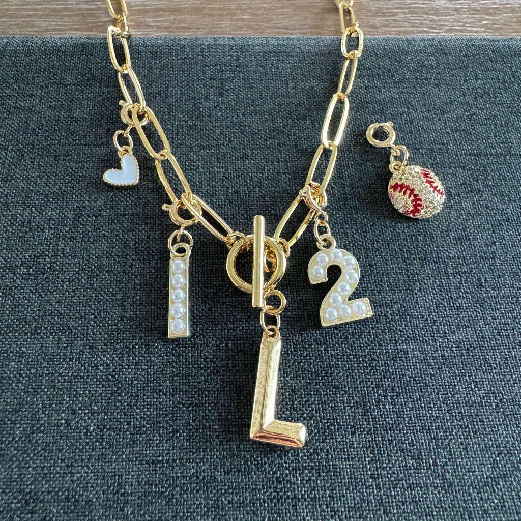 Baseball Bling Charm Necklace
