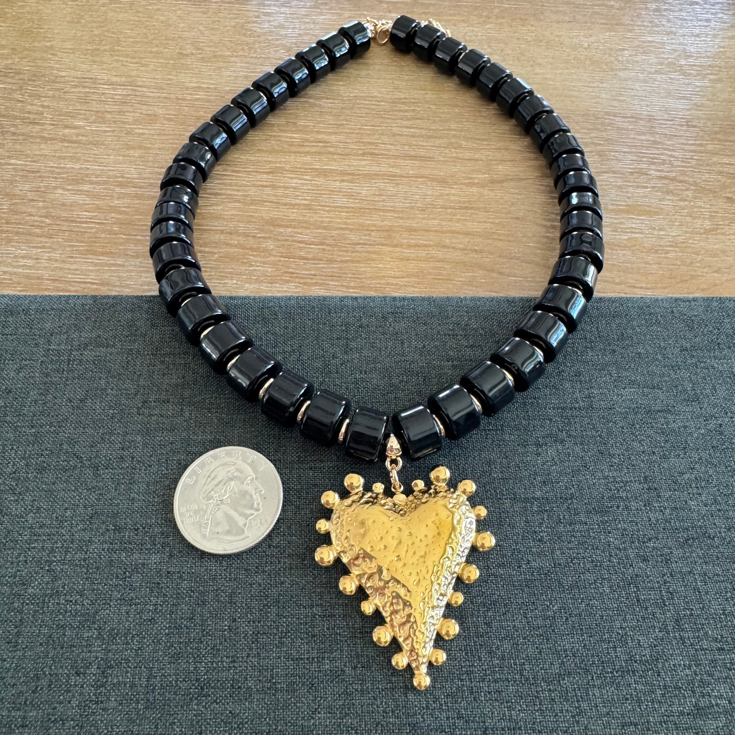 Harlee Heart Necklace Black