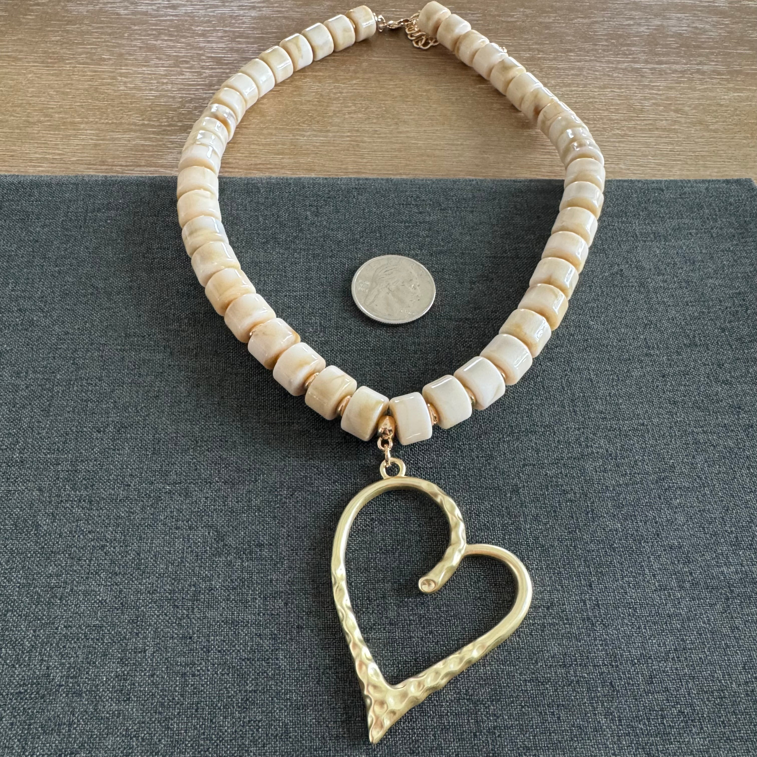 Harrison Heart Necklace cream
