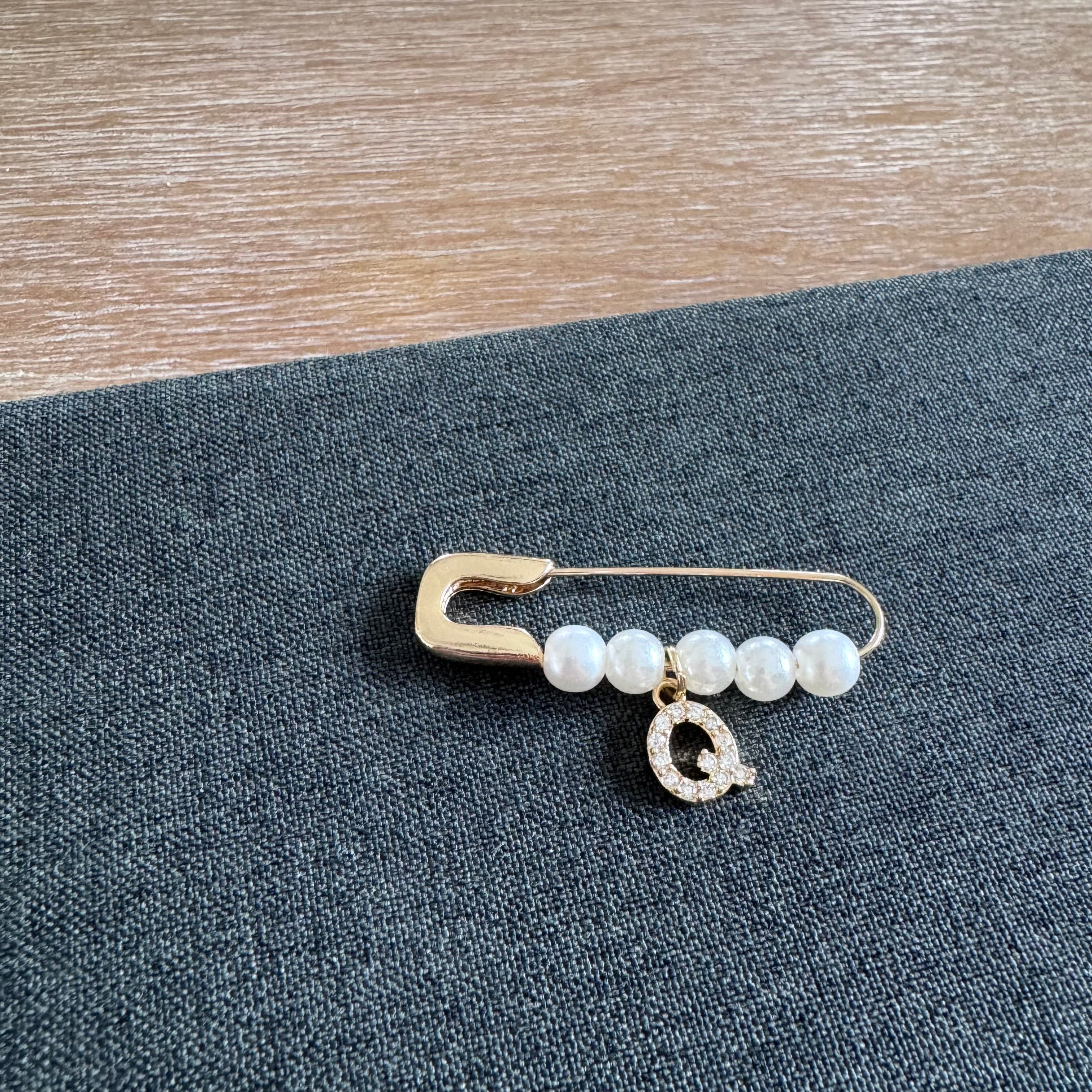 Pearl Pin with Initial
