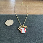 Baseball Initial and Number Necklace