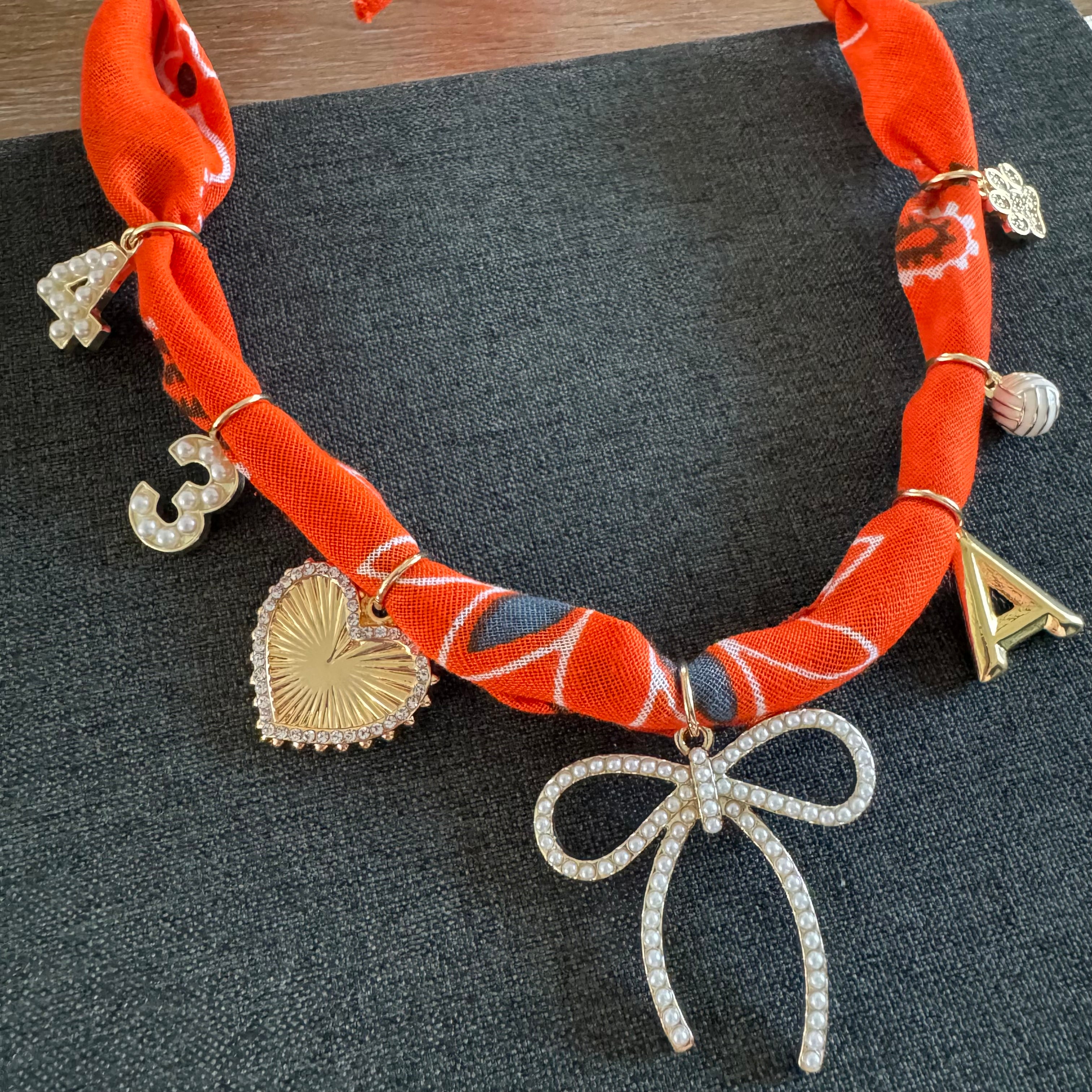 Volleyball Wildcat Bandana Necklace Orange