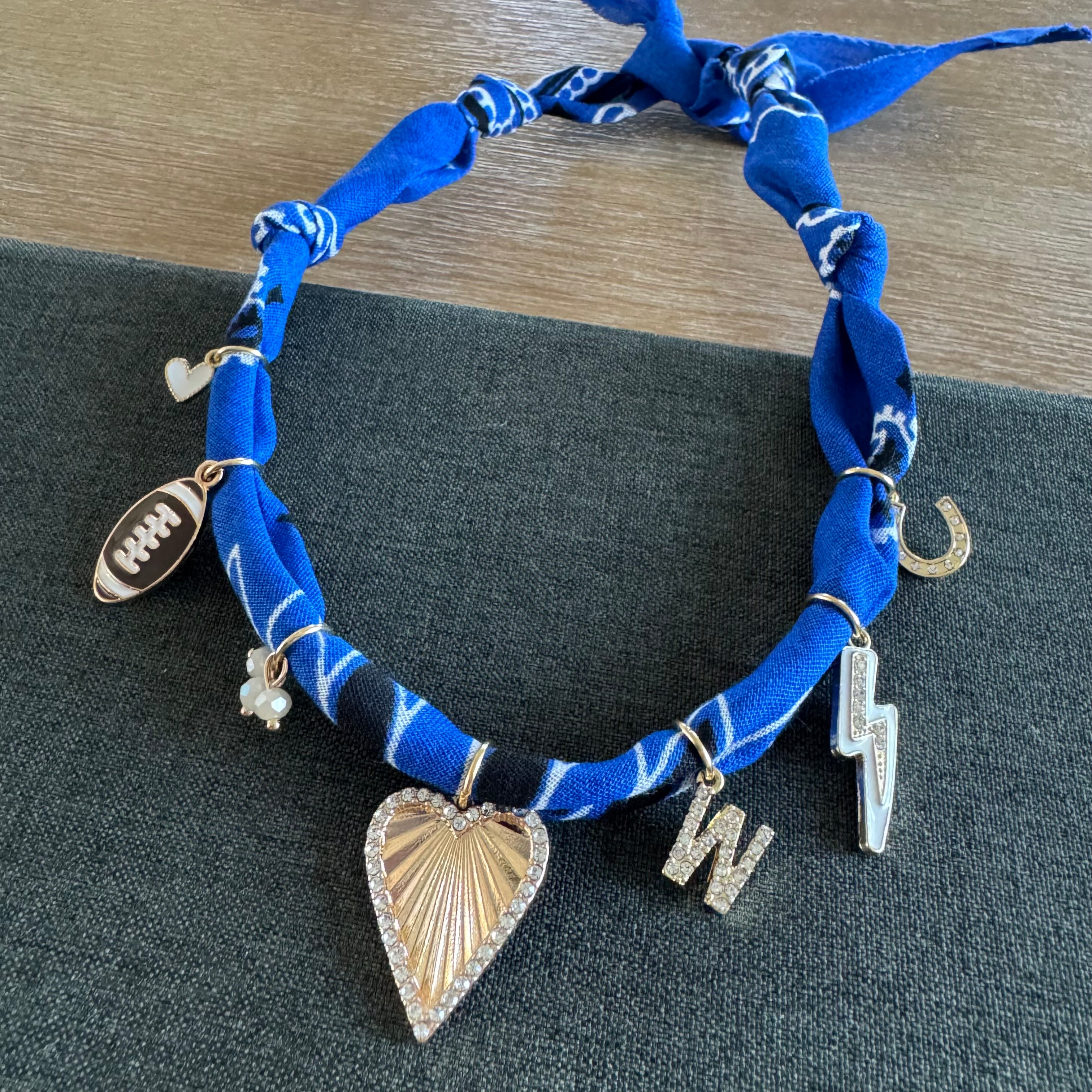 Football Bandana Necklace Blue