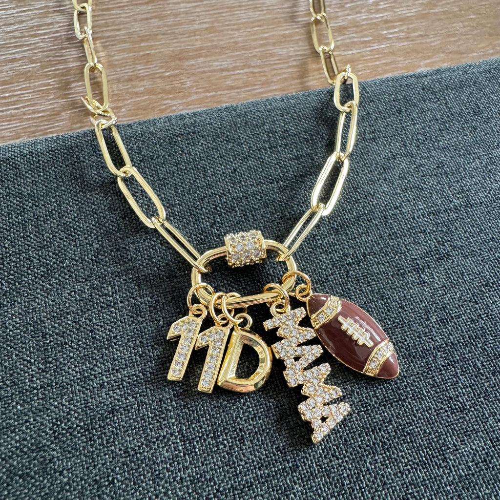 Hollar Football Mama Charm Necklace