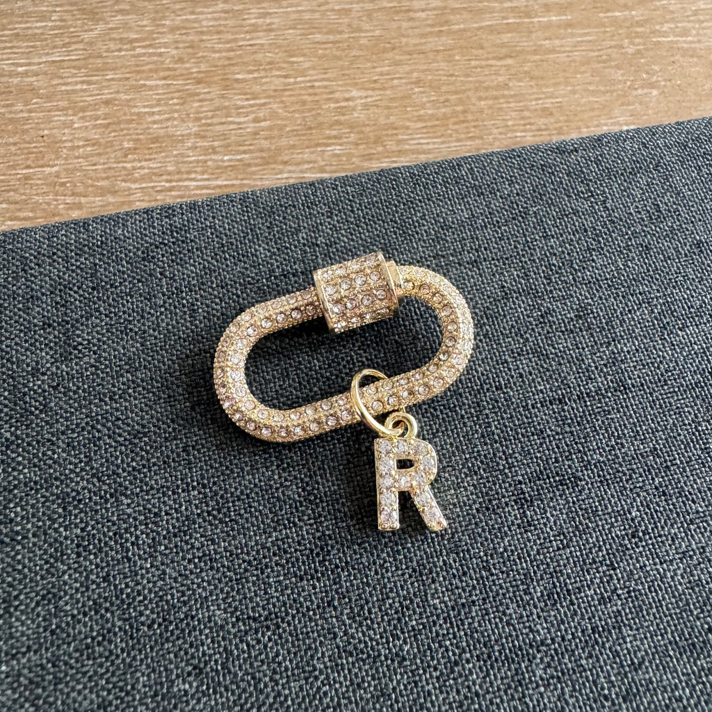 Stone Initial Bling Carabiner