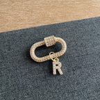 Stone Initial Bling Carabiner