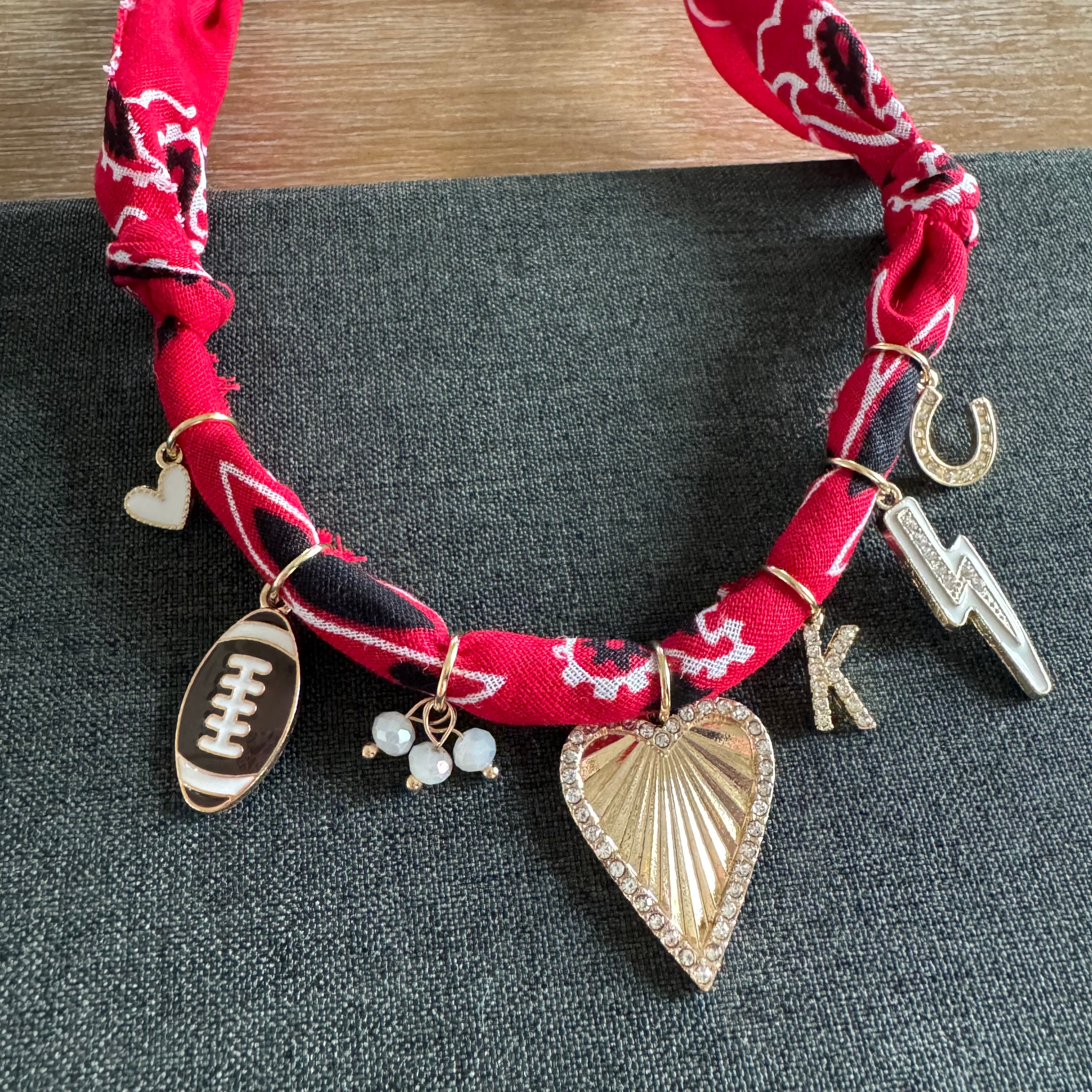 Football Bandana Necklace Red